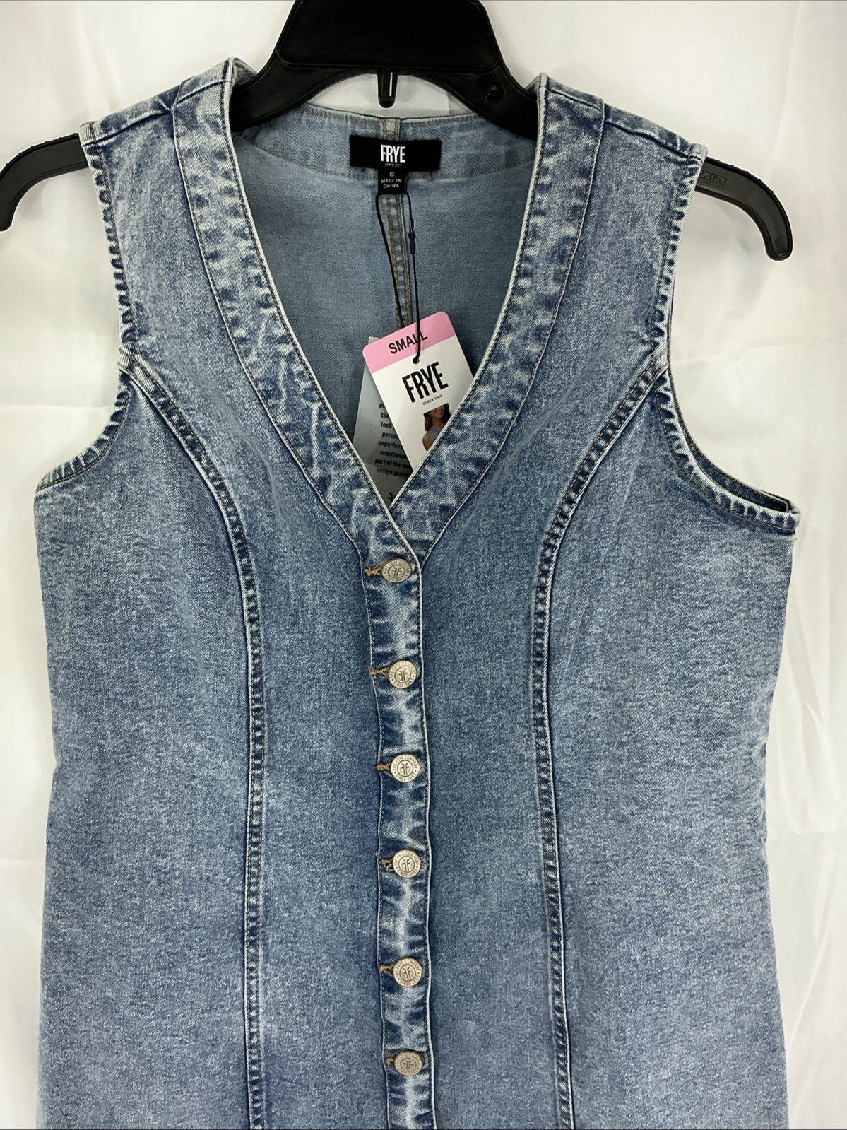 NWT Frye Small Sleeveless Denim Mini Dress Light Wash
