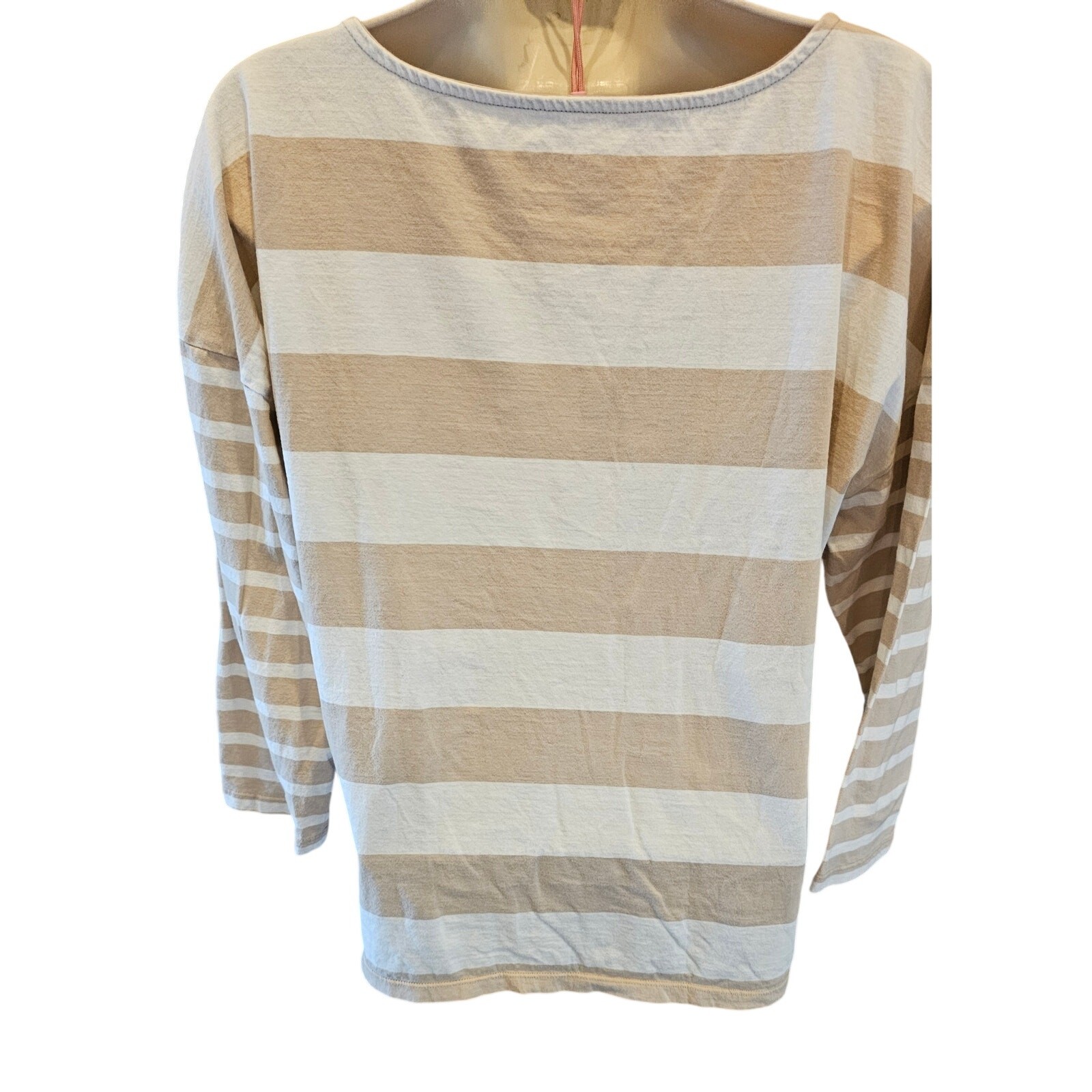 Talbots sz L neutral striped button accent slub old money casual career comfort