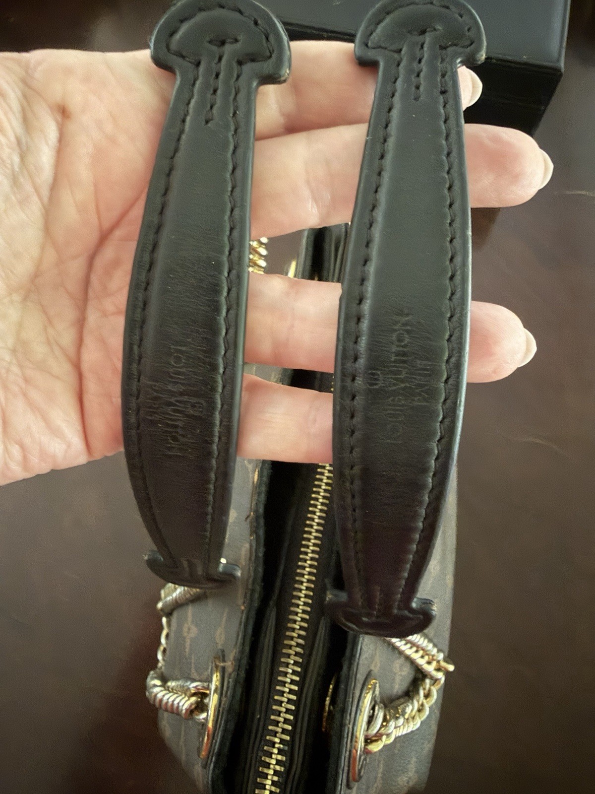 Louis Vuitton Monogram Brown and Black Surene BB Zip Chain Strap Gold Hardware