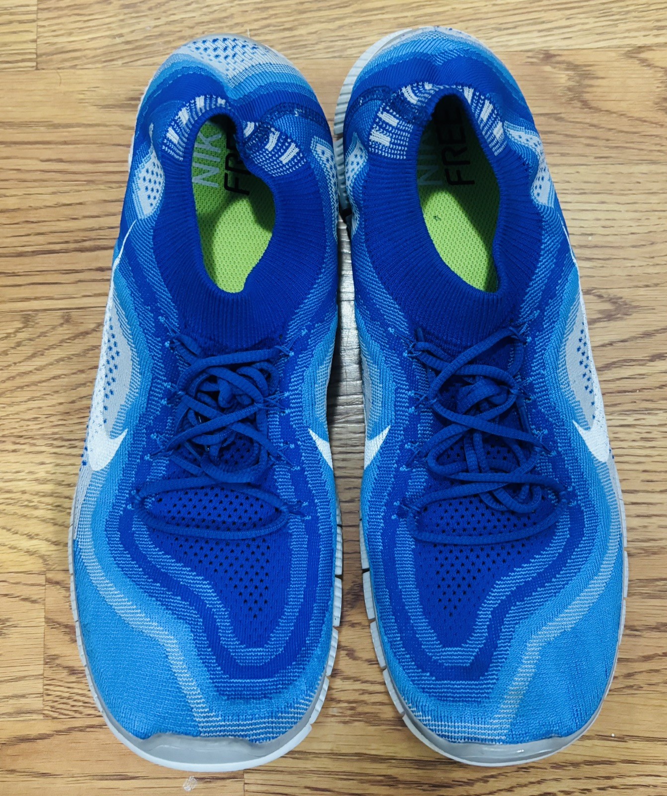 Nike Flyknit Free 5.0 Wolf Grey Game Royal Blue White Size US 15 615805-414 2013