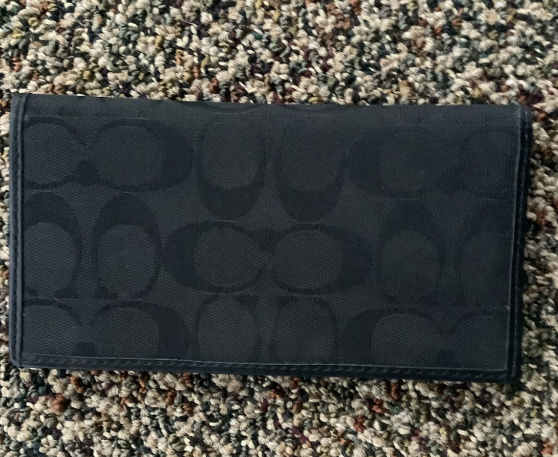 Coach Checkbook Cover Monogram Bifold Signature CC Canvas Black Leather