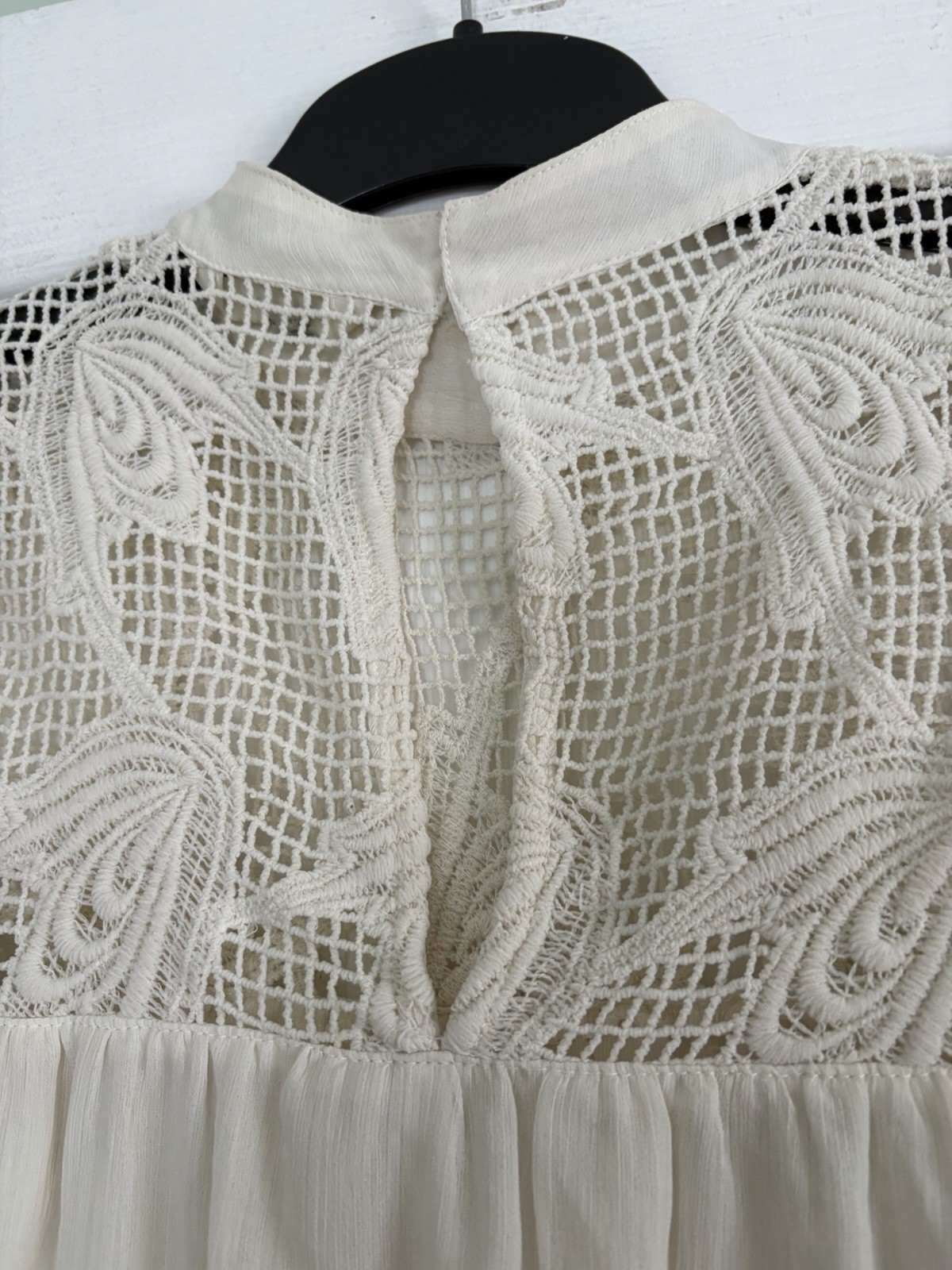 River Island Cream Crochet Blouse – Size M (12/14) – Boho Festival Summer