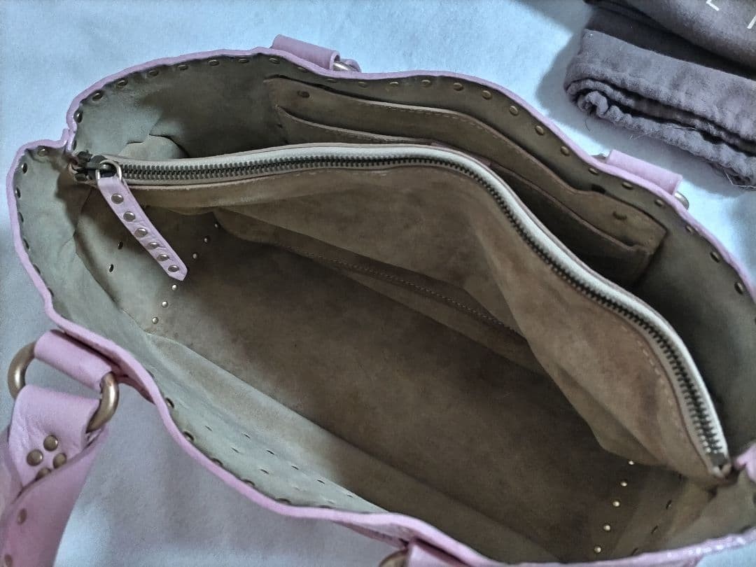CELINE Boogie Bag Pink Genuine Leather Rare Studded Tote Authentic