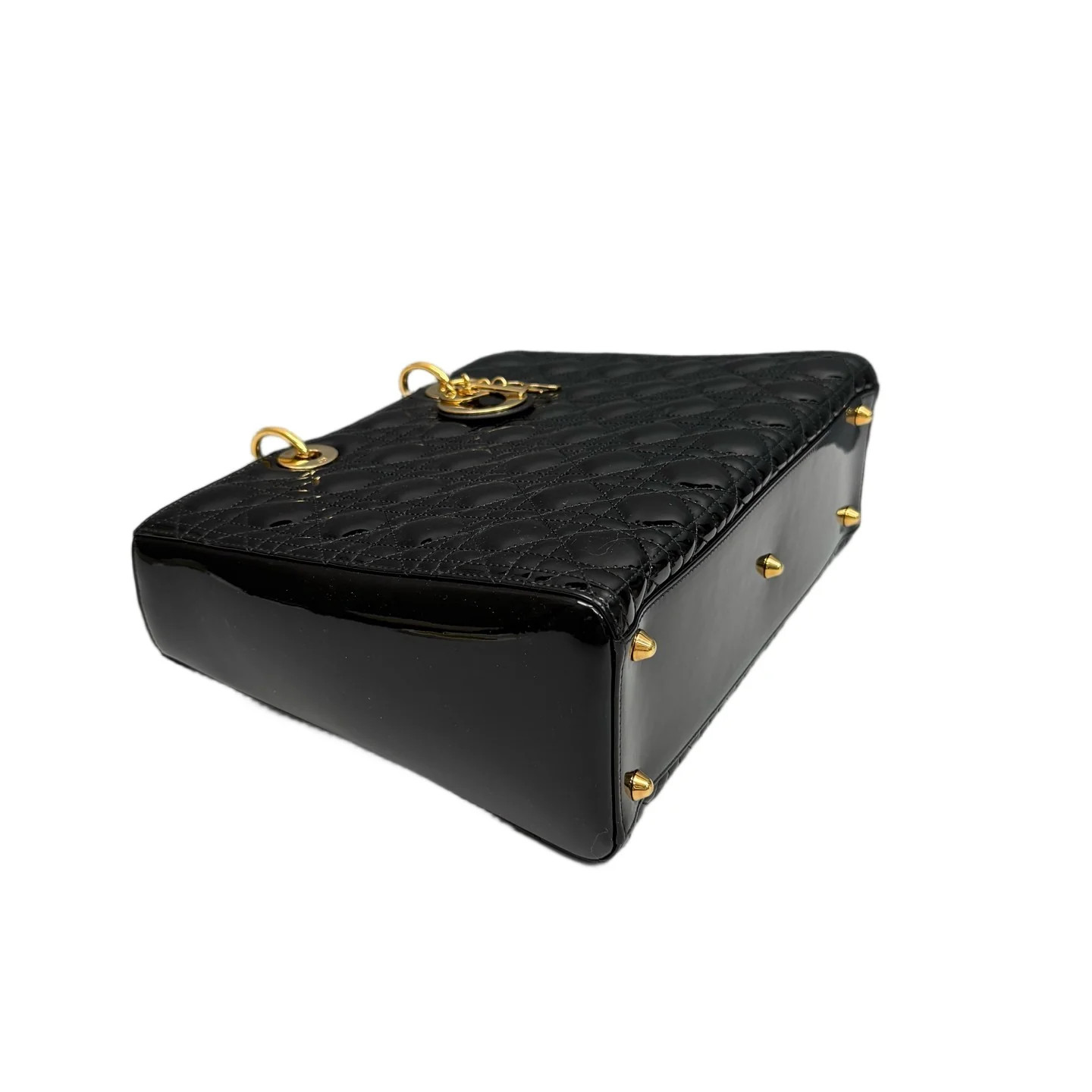 Dior Large Lady Dior Black Patent Calfskin (zs060526a5r)