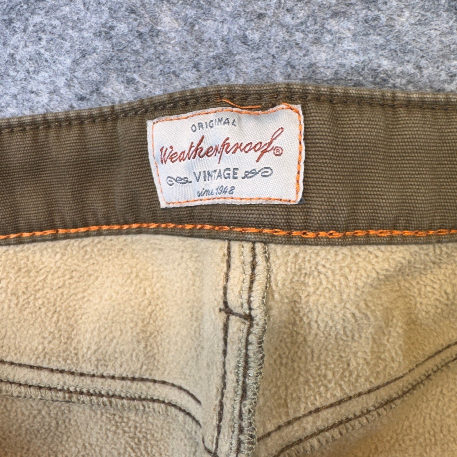 Weatherproof Vintage Mens Fleece Lined Canvas Pants Brown Regular Fit 38×29