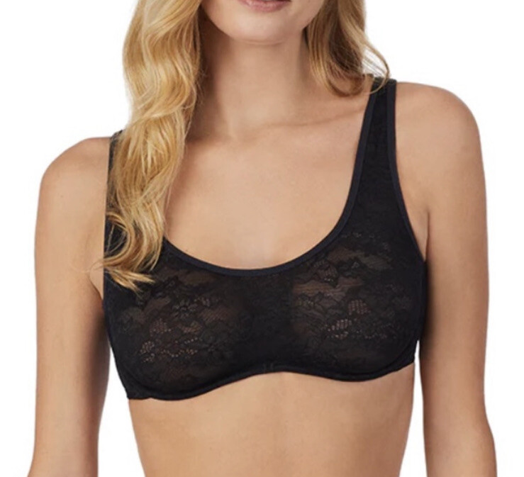 Le Mystere Stretch Lace Unlined Bra In Black SZ 32D NWT