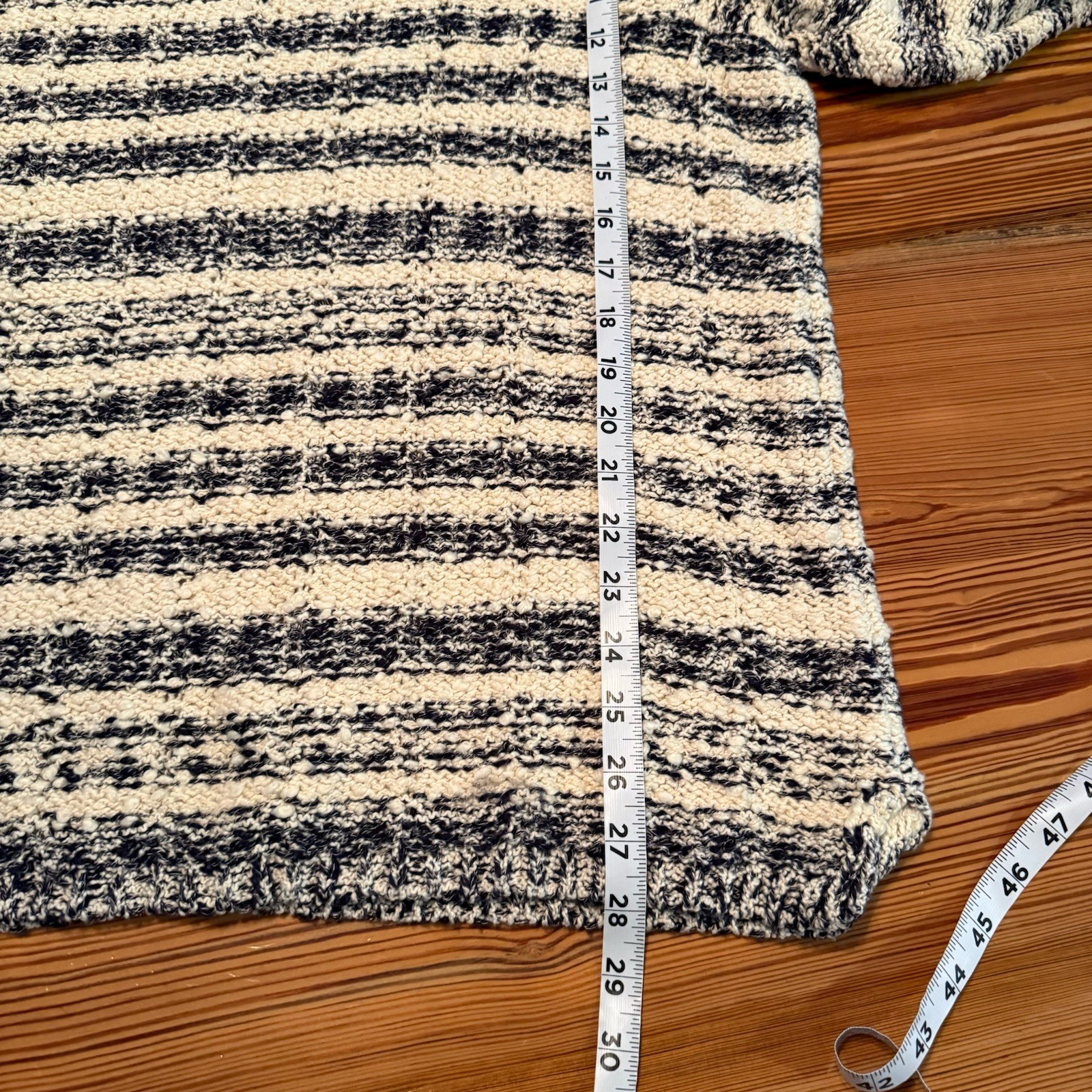 J Jill Chunky Knit Sweater Women’s XL Cream Navy Long Sleeve Stretch Soft Warm