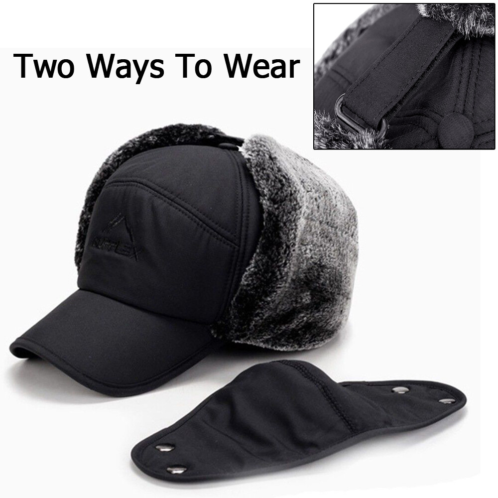 Men Winter Aviator Trapper Hat Warm Ear Flap Snow Ski Elmer Face Mask Hood Cap