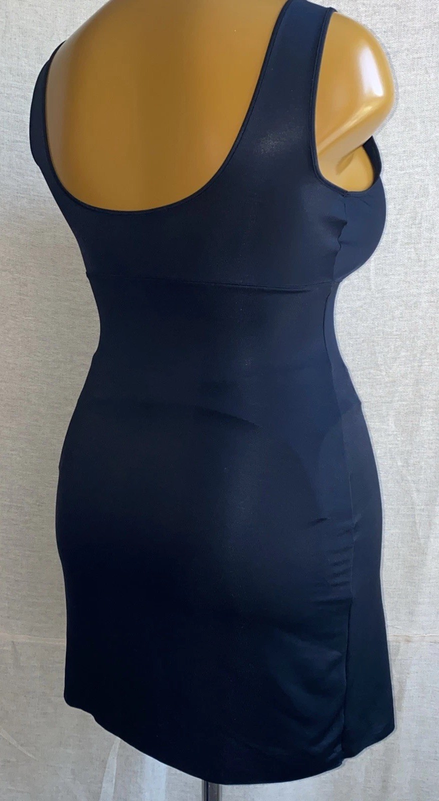 M&S Shape Wear Slip, Black Slippery Satin Nylon, UK 18