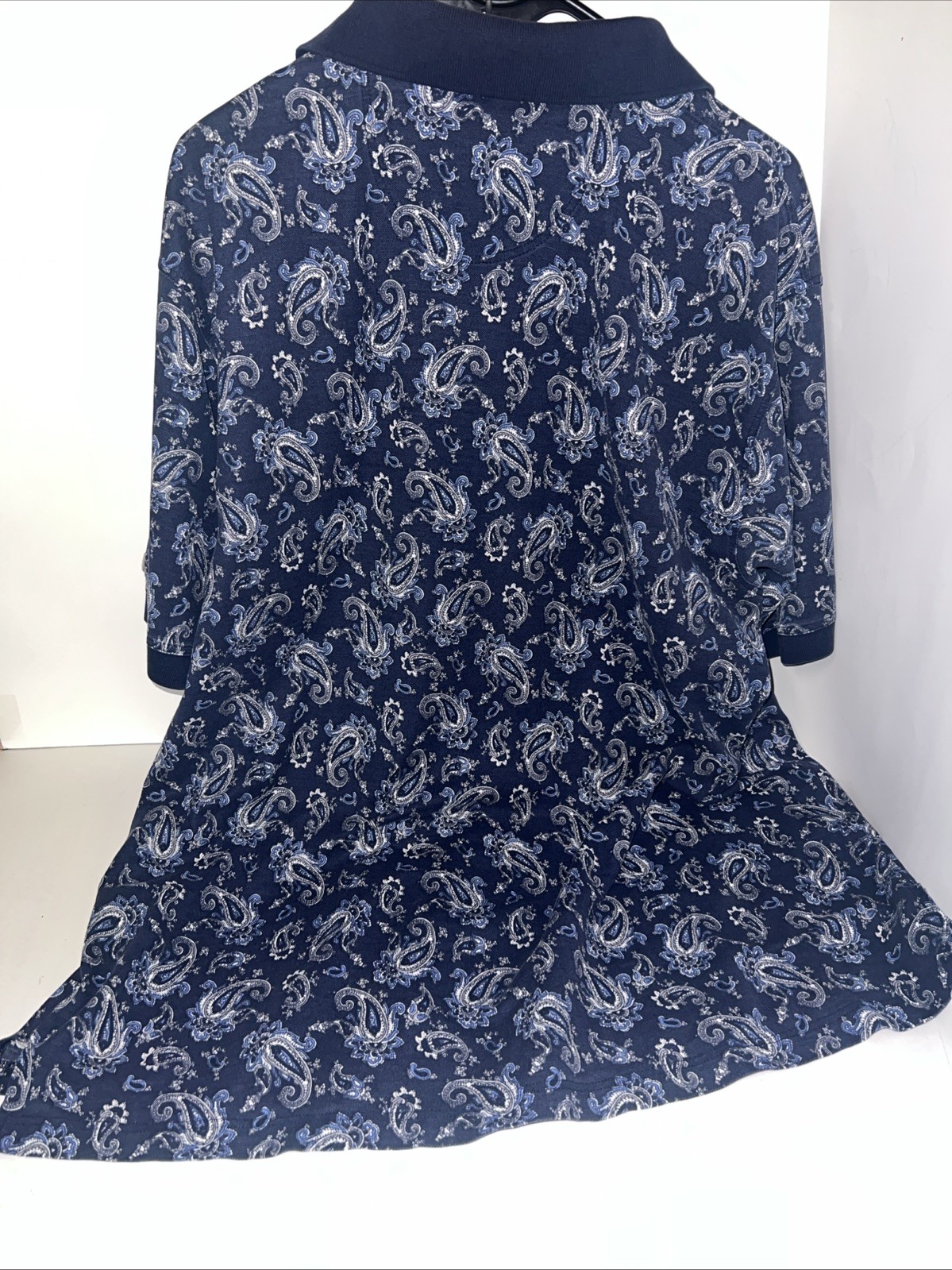 VTG Slazenger polo shirt Navy Blue With White And Blue Paisley Pattern XXL