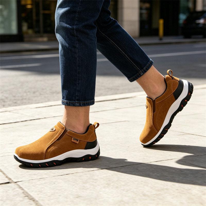Men Lightweight Slip On Hiking Shoes Non-Slip Comfort Walking Sneakers