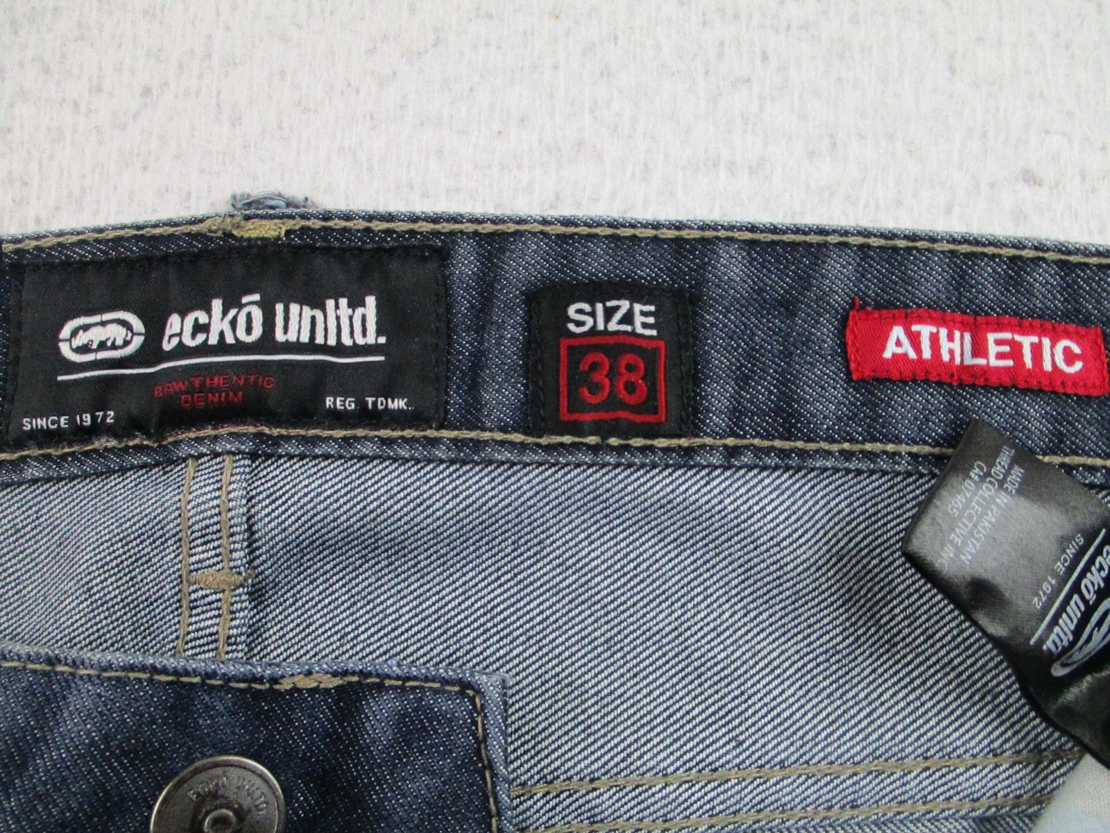 Ecko Unltd Jeans Mens 38 Dark Wash Athletic Fit Rhino Logo Back Pocket