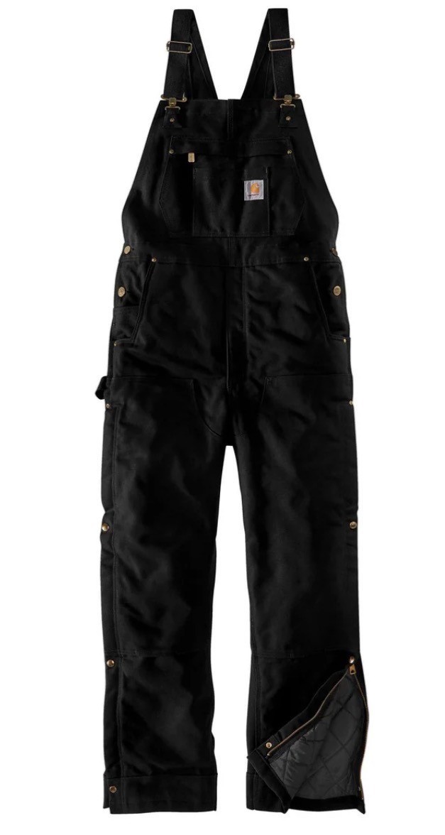 NWT Carhartt Firm Duck Insulated Bib Overall Loose Fit Mens Large 104393 Black