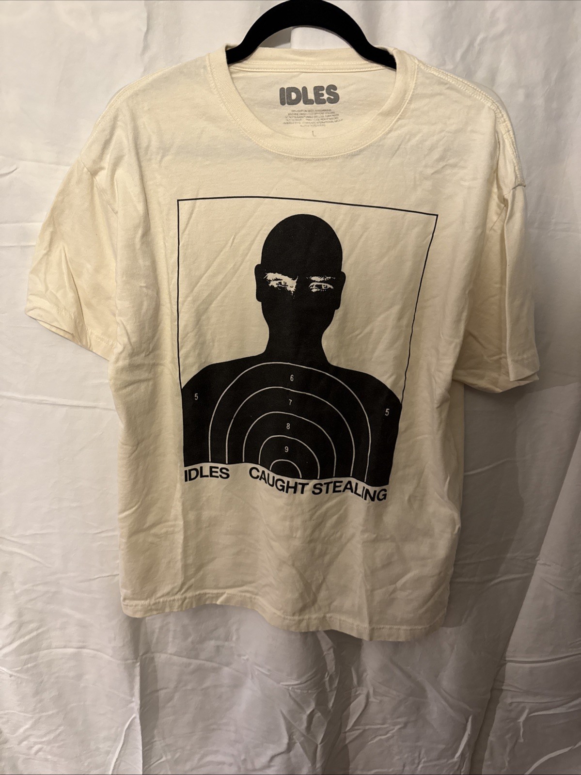 IDLES Caught Stealing Band T-Shirt Men’s Large Cream Graphic Punk Rock Tour Tee