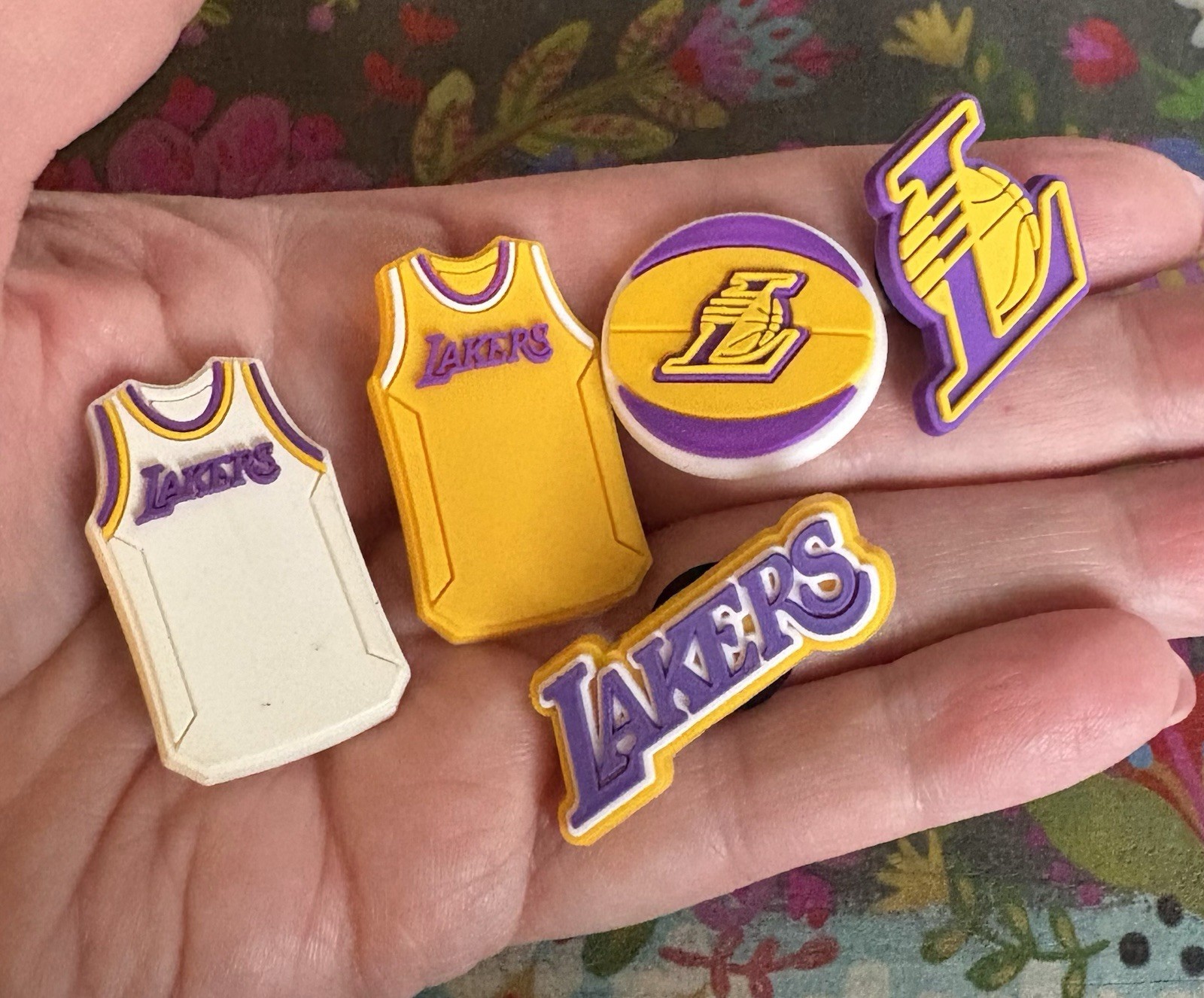 5 Piece LOS ANGELES Basketball Team Shoe Charms PVC Shoe Clog Decorations NEW