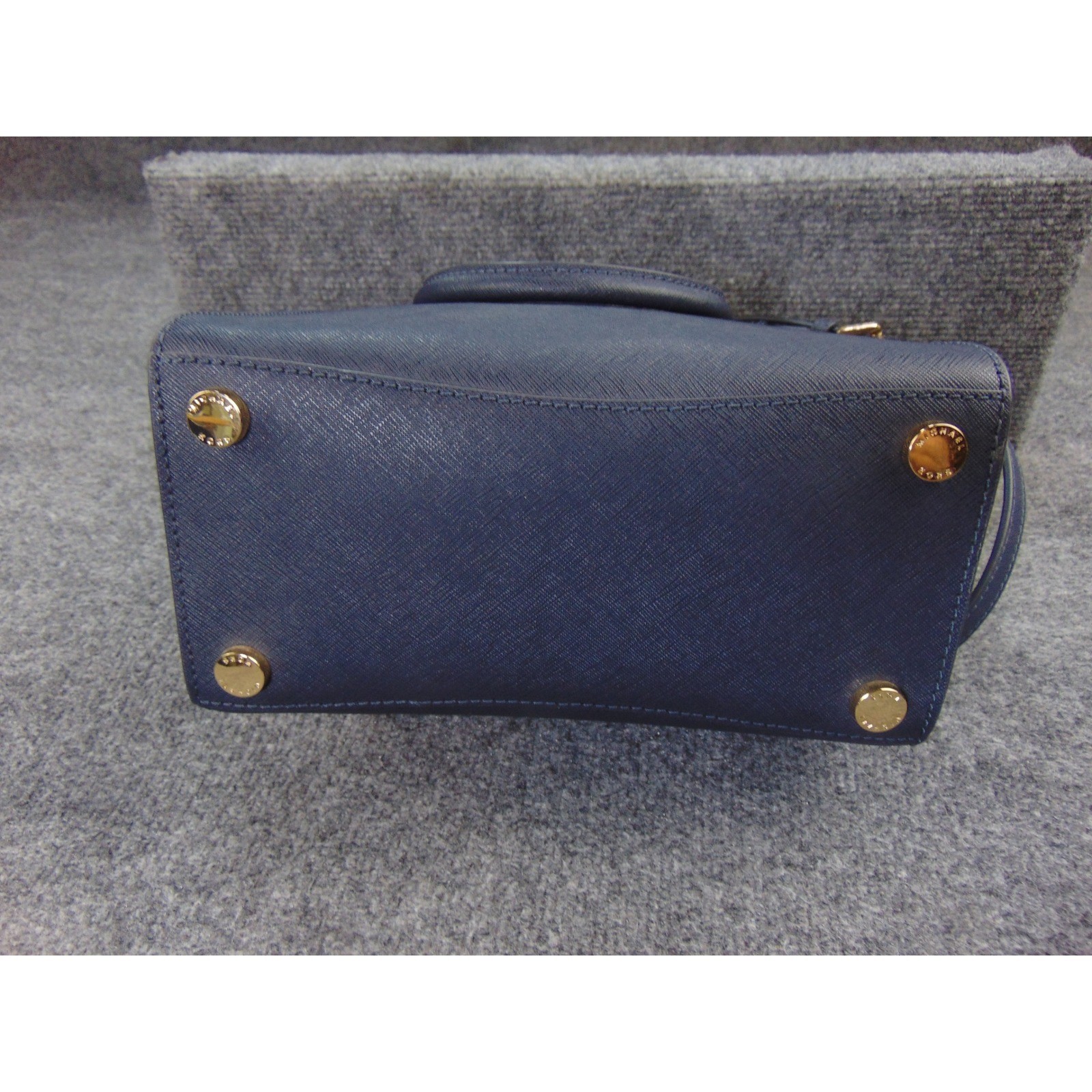 Michael Kors Savannah Satchel Navy Blue Saffiano Leather Crossbody 38F7GEYS2L