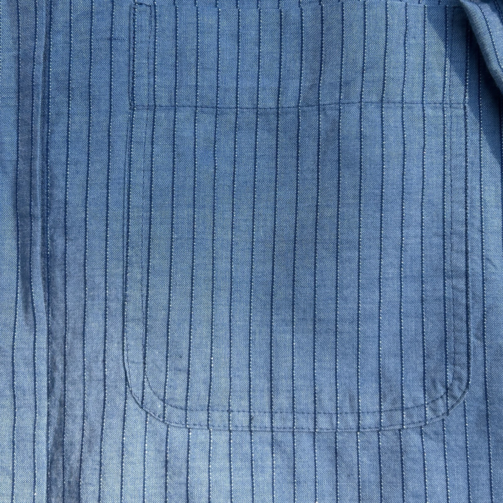 See By Chloe Light Blue Denim Metallic Pinstripe Button-Up Shirt