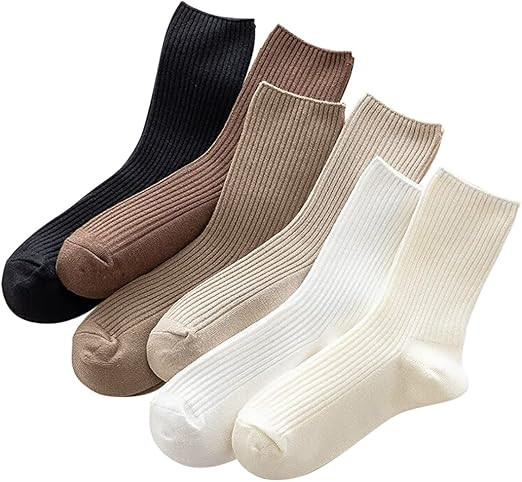 3/6 Pairs Cute Crew Socks Casual Athletic Aesthetic Cotton Socks for Fall Shoes