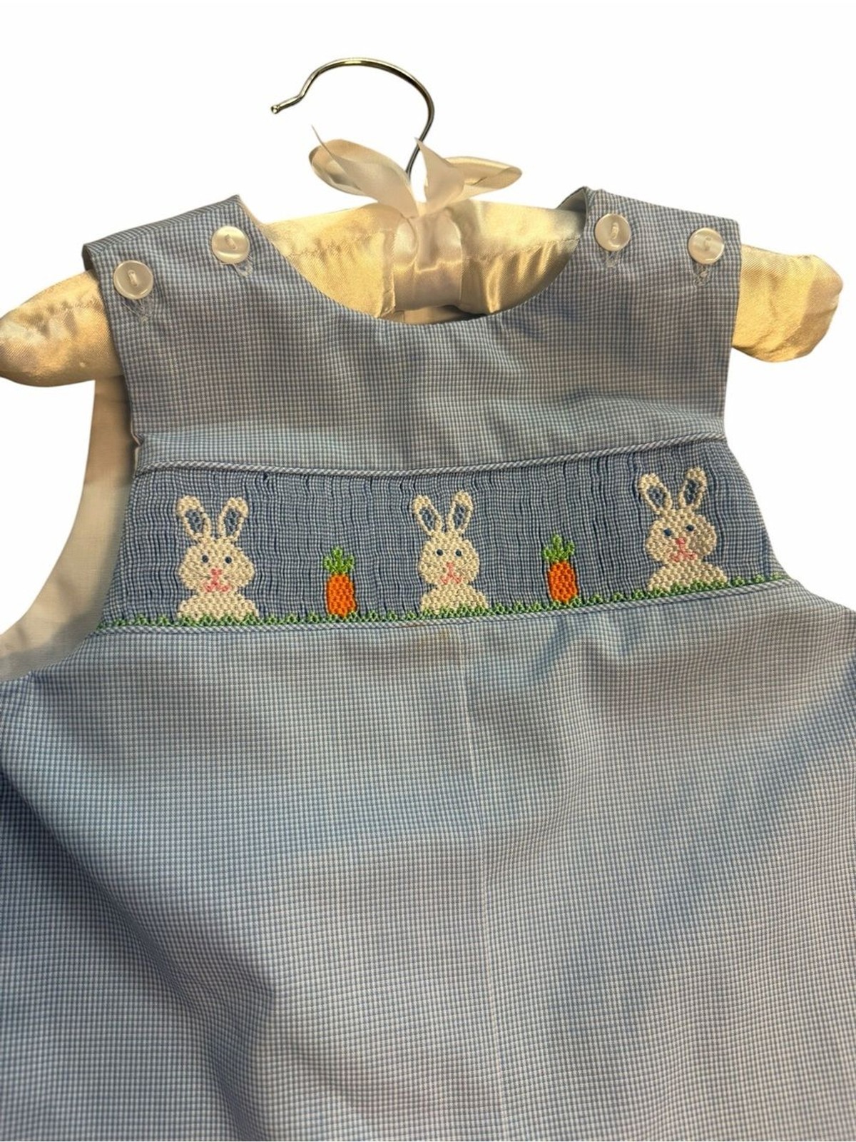Edgehill Collection Bab Boy Bunny Easter Peter Rabbit Hand Smocked Romper 12 M