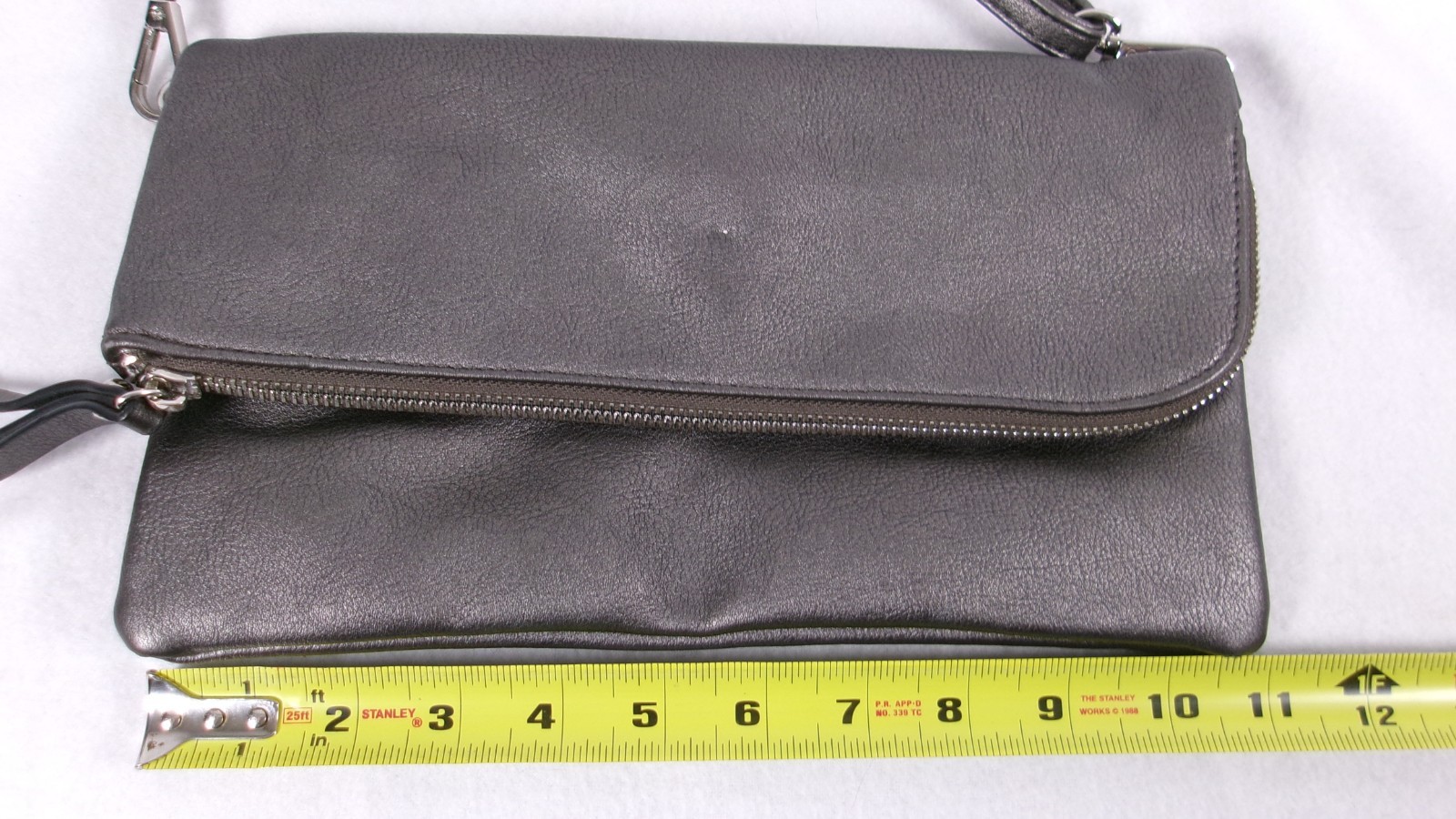 Charming Charlie Gray Metallic Fold-Over Crossbody Purse