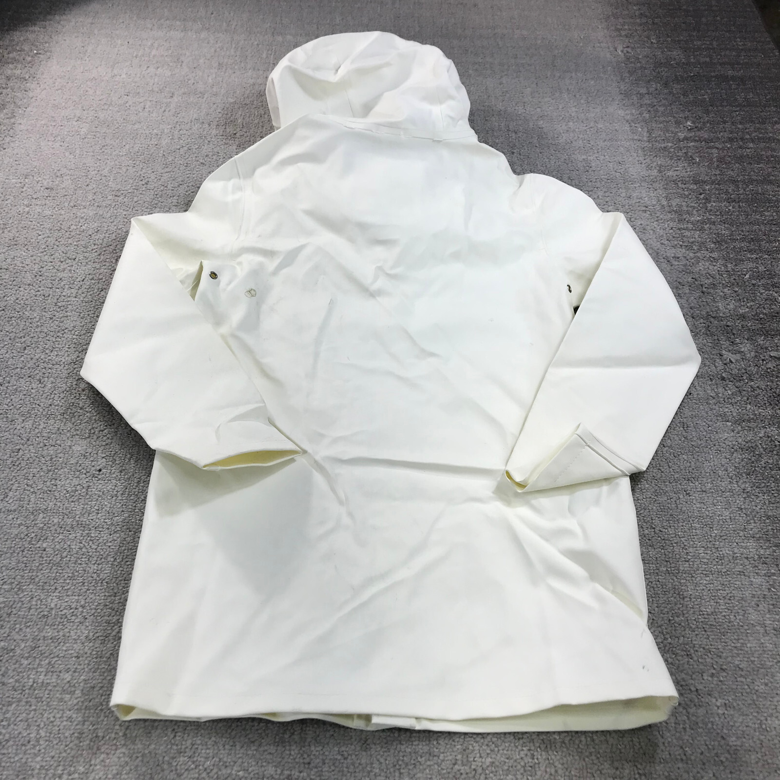 Stutterheim Stockholm Jacket Mens 2XS XXS Hoodie White Rain Coat Heavy Snap
