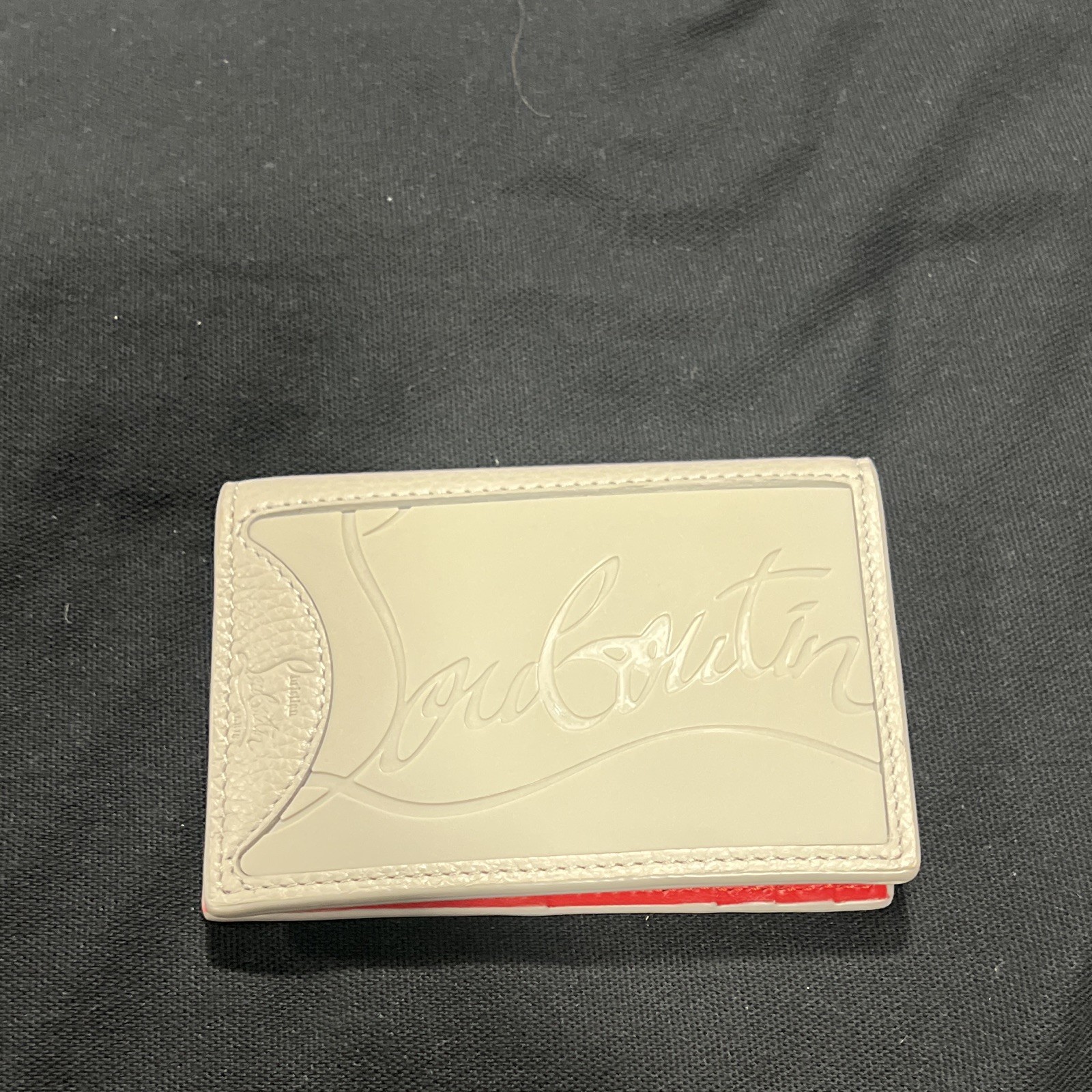 Christian Louboutin White/Red Leather Card Holder Men’s One Size Solid