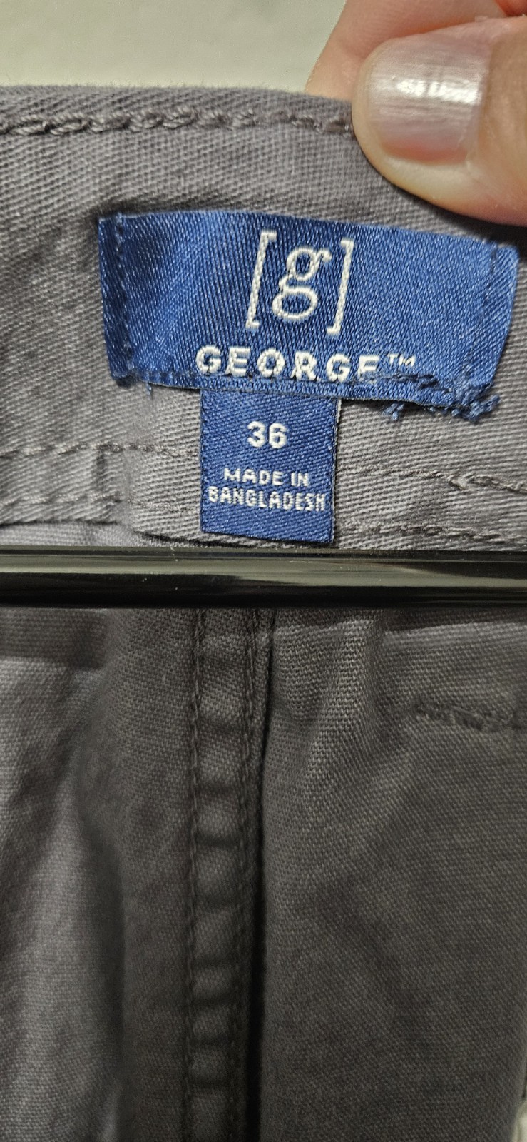 George Men’s Charcoal Cargo Shorts 10″ Inseam Solid Button Flat Front