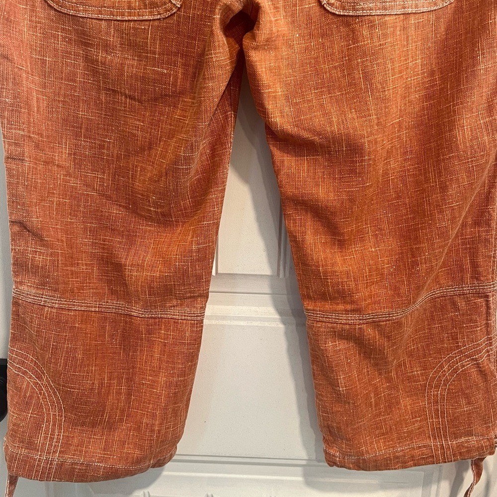 Pure Color ‘Cosmo’ Gorpcore Burnt Orange 100% Ramie Capris for Women. Size 30.