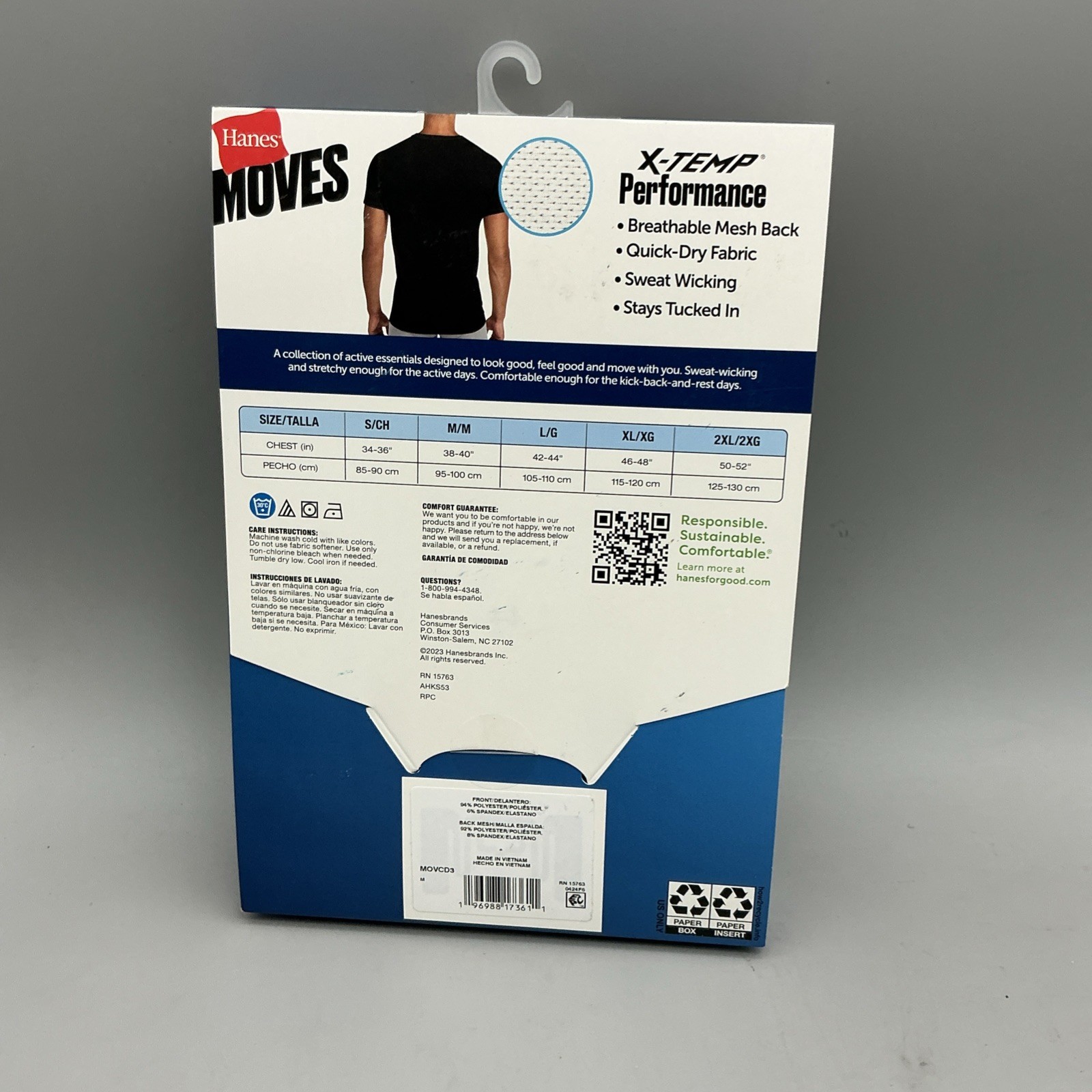 3 Pack Hanes Moves X-TEMP Performance Tagless T-shirts Size Medium New