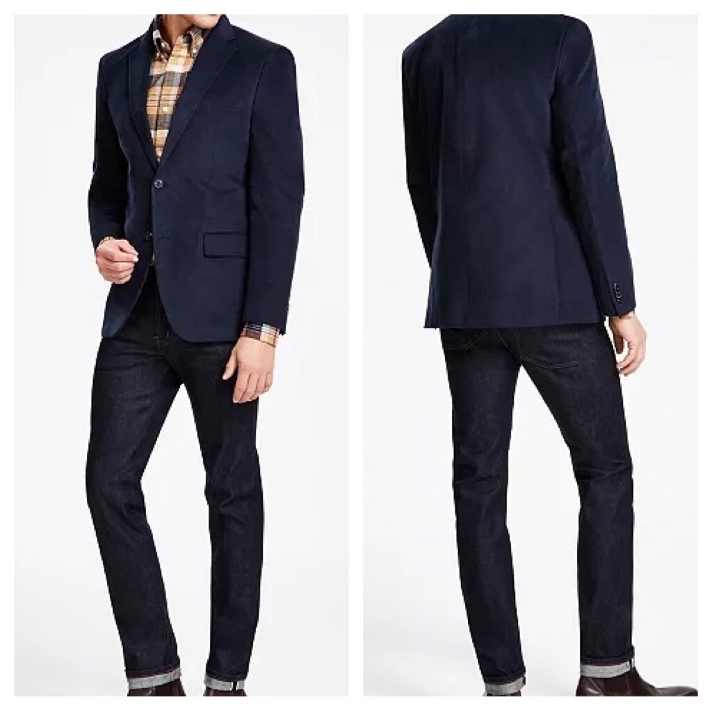 Tommy Hilfiger Mens TH Flex Modern Fit Blue Corduroy SportCoat Blazer Jacket 42R