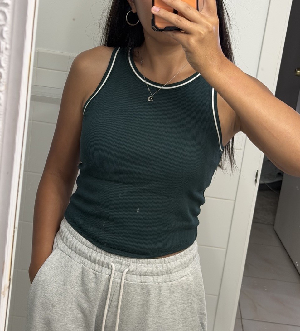 Ribbed Cropped Sleeveless Bra Top, M size, cotton 97% 3% elastane