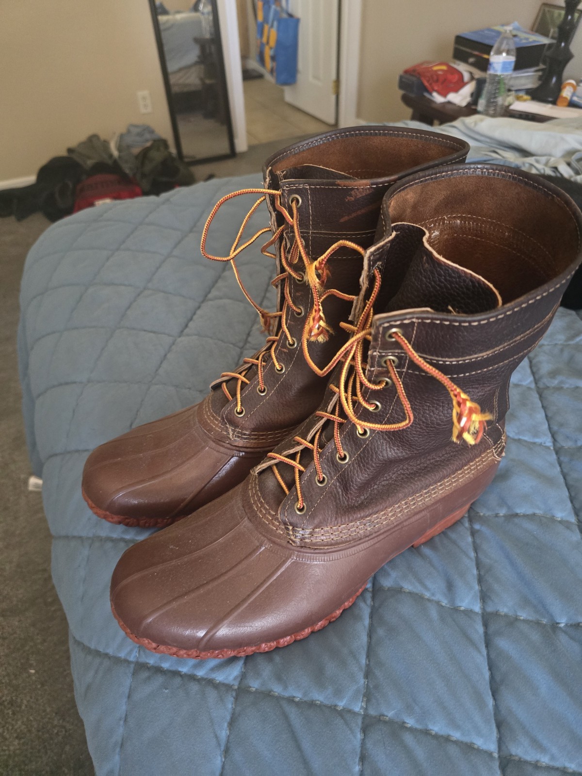 L.L.Bean Men’s Brown Leather/Rubber Lace-Up Duck Boots Mid-Calf US 11M USA