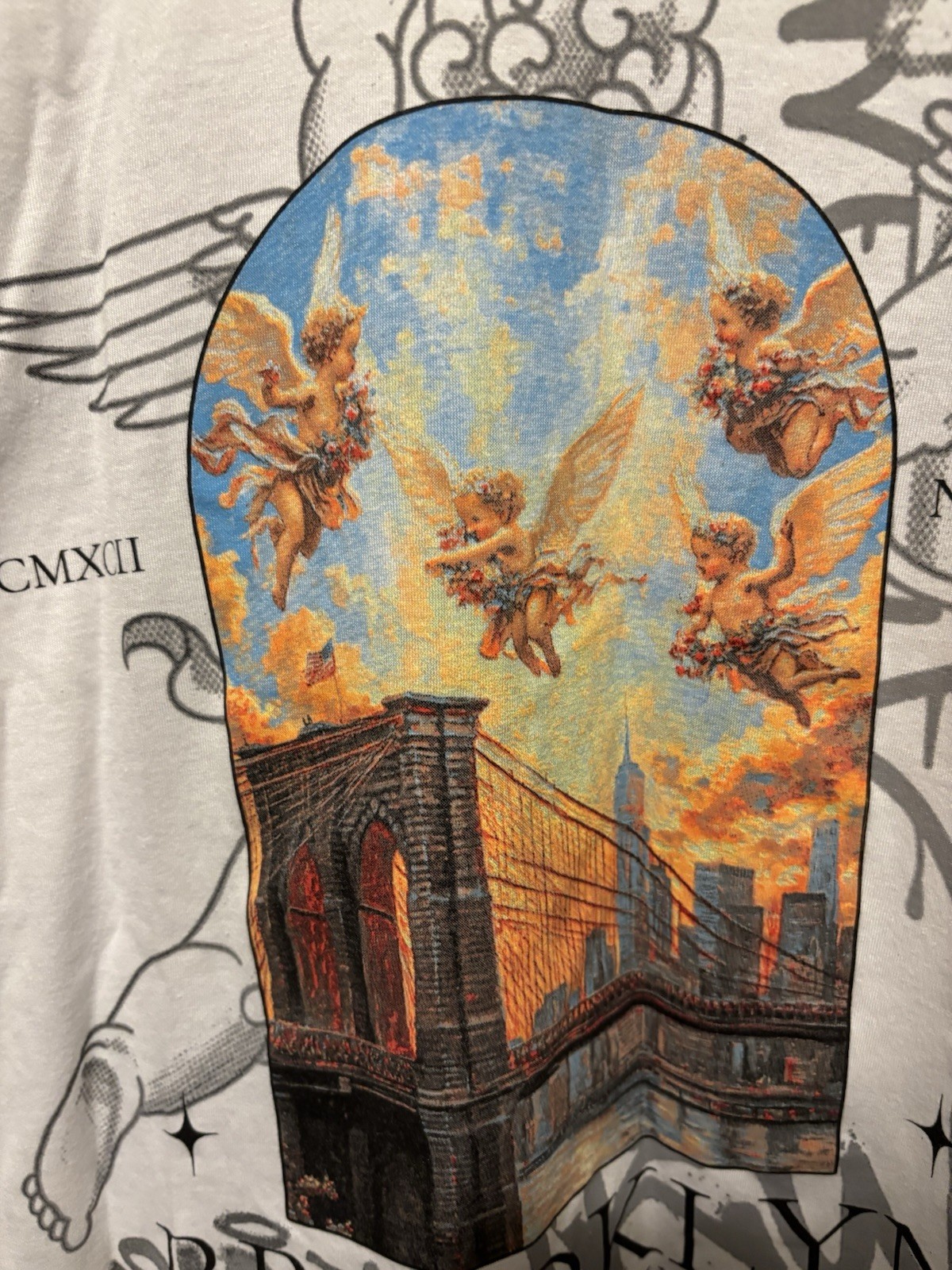 FRESH LAUNDRY Brooklyn Streetwear Men’s L White Crew Neck New York Graphic Tee