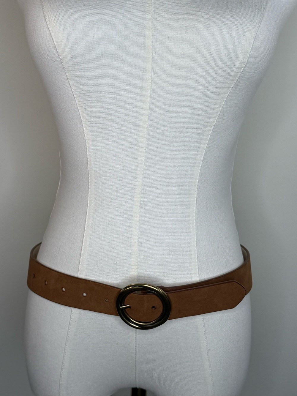 Universal Thread Tan Suede Belt with Gold Circular Buckle