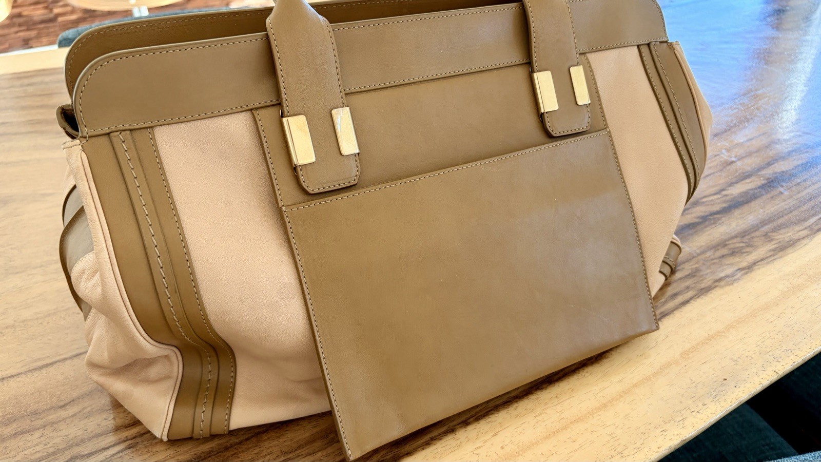 Chloe Little Alice Hand Bag Leather 2way Brown Gold