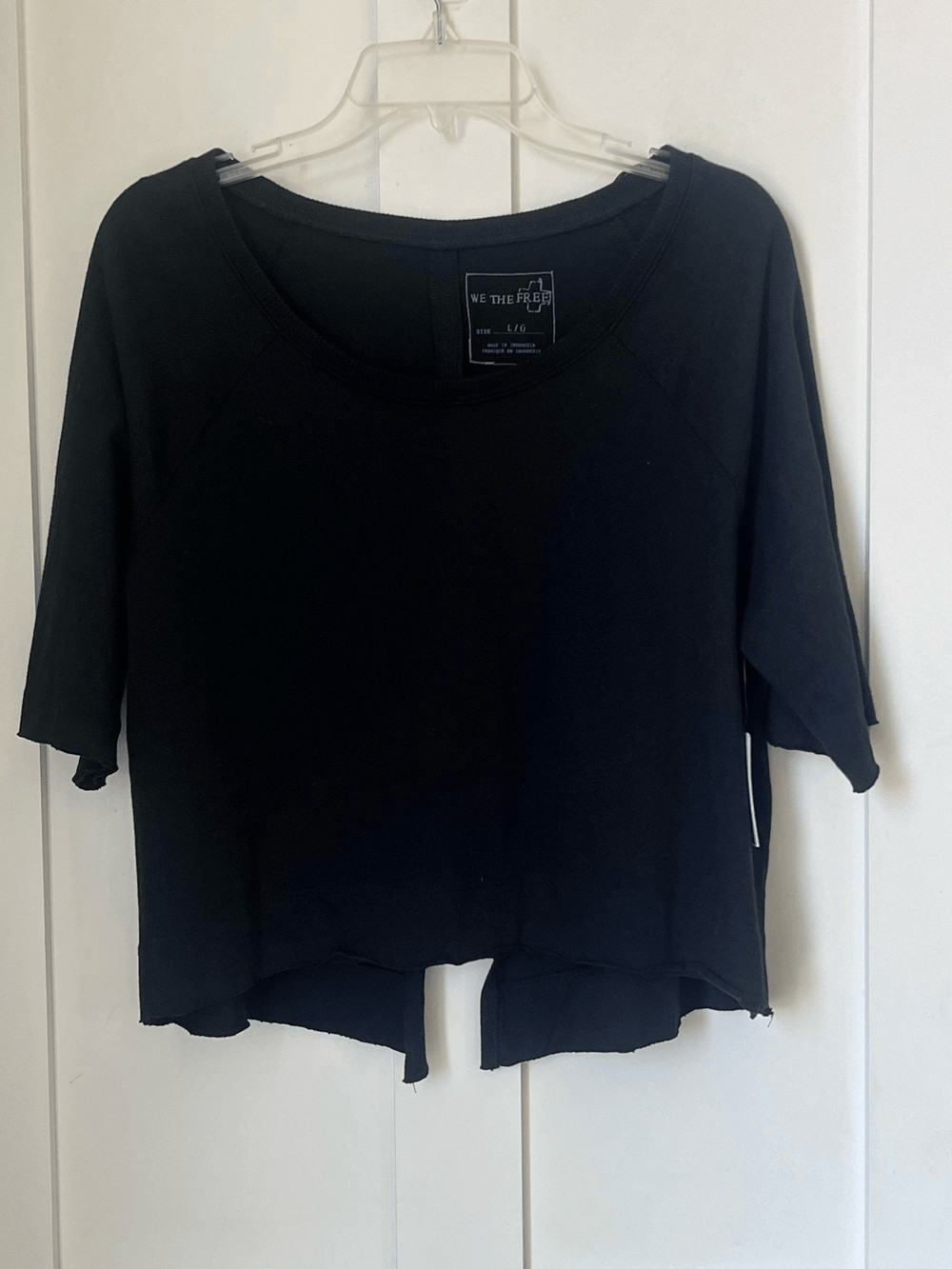 NWT Free People We The Free Black Split Back Oversized Sweatshirt Boho Top Large