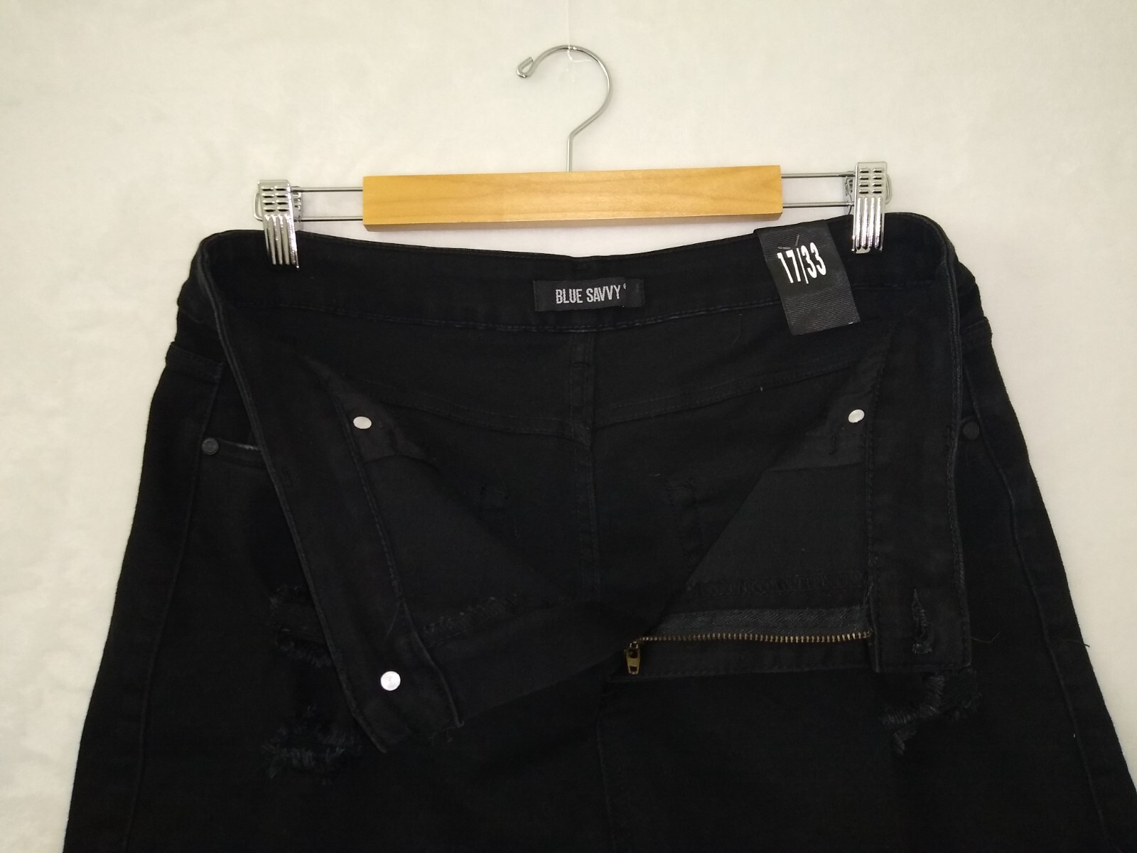 Distressed Womens Black Denim Short High Rise 17 33 Blue Savvy Pockets Stretchy