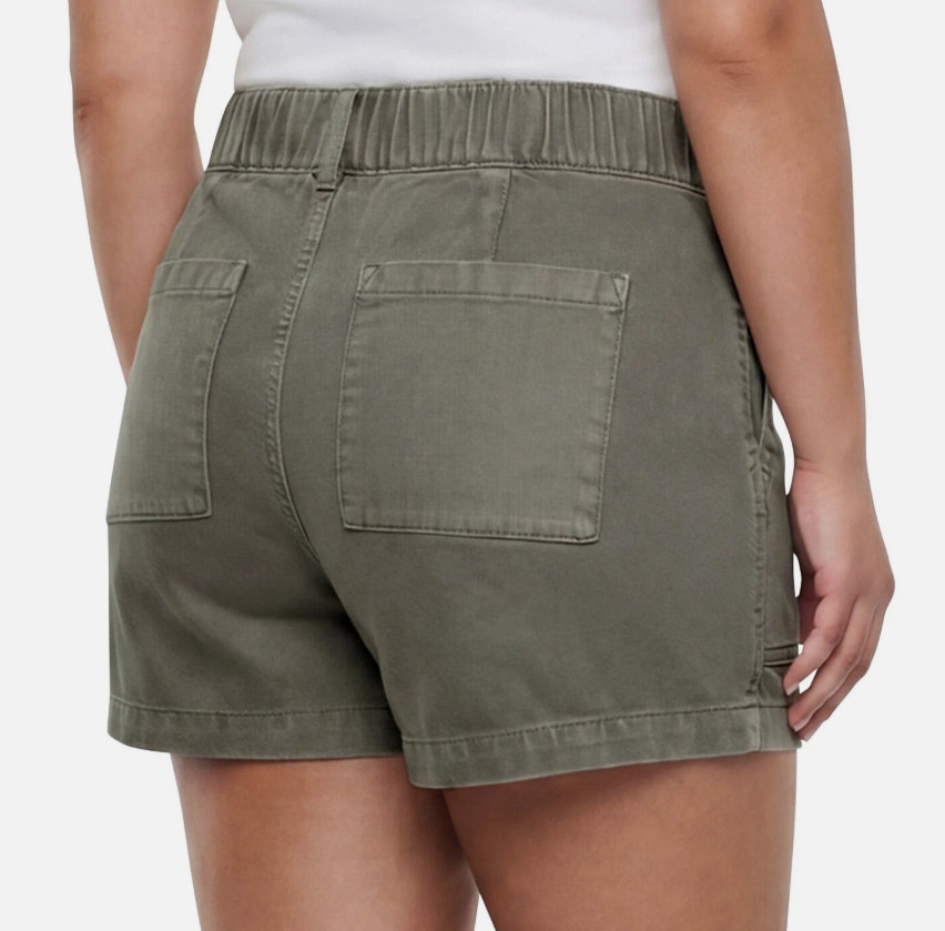Gap Women’s Patch Pockets Elastic Waist Twill Shorts, Green, Size L