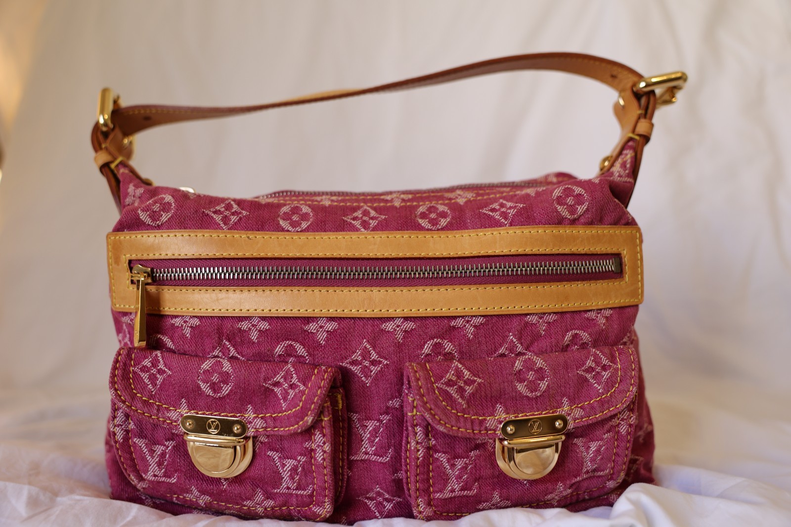 Louis Vuitton Denim Baggy PM Fuchsia Pink
