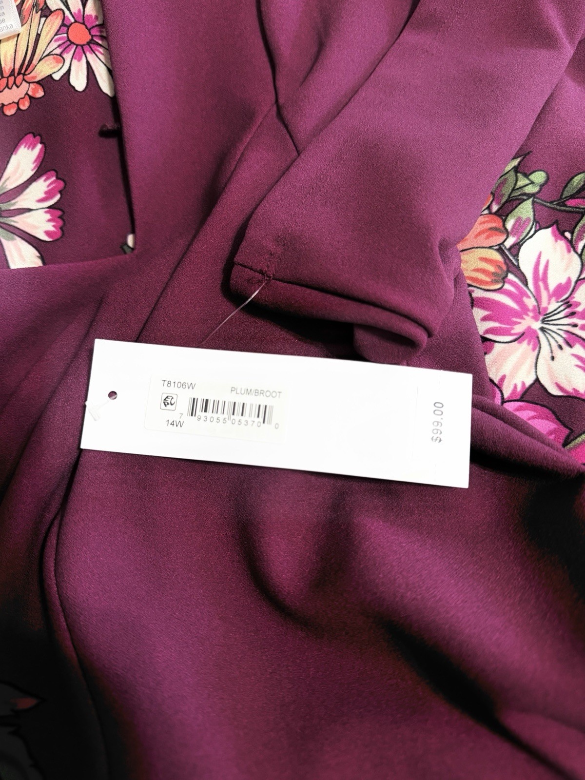 London Times New Women Plus Size Square Neck Floral Plum Fit and Flare Dress 14W