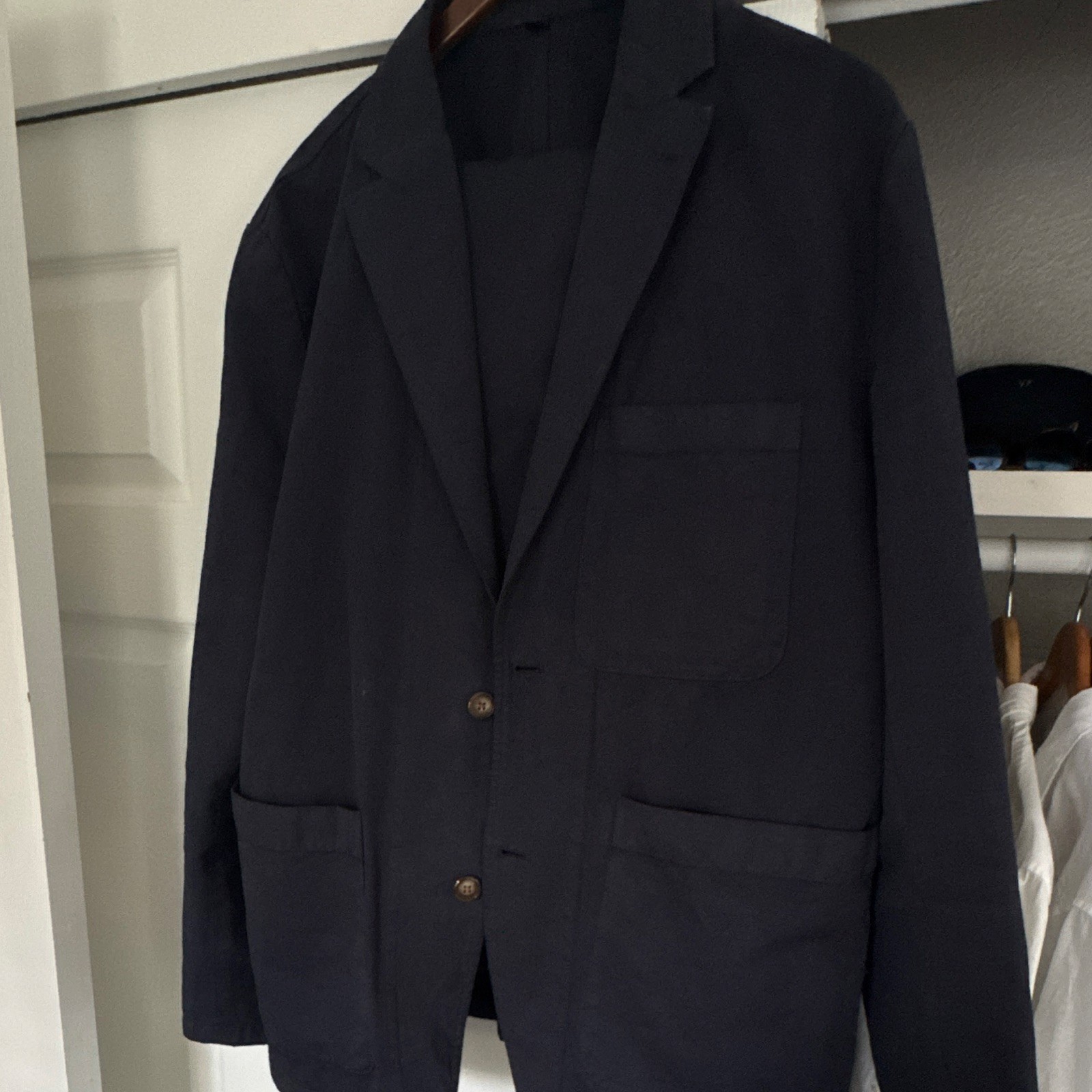 J Crew Navy Unconstructed Cotton Linen Blend Suit 42r 33×30