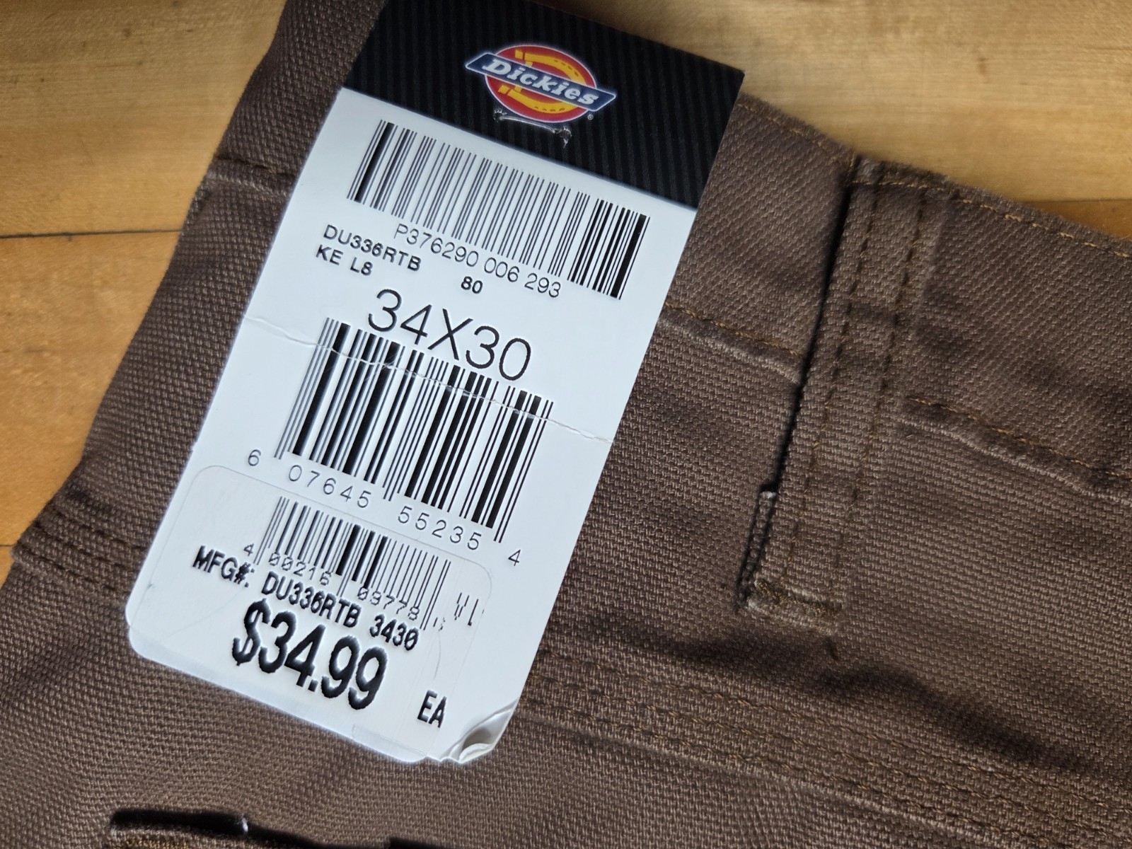 Dickies Brown Work Pants 34×30 Cotton Utility Pockets DU336RTB Brown