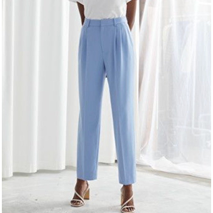 NWT & Other Stories Los Angeles Atelier Light Blue Wide Leg Pleated Trouser US 4