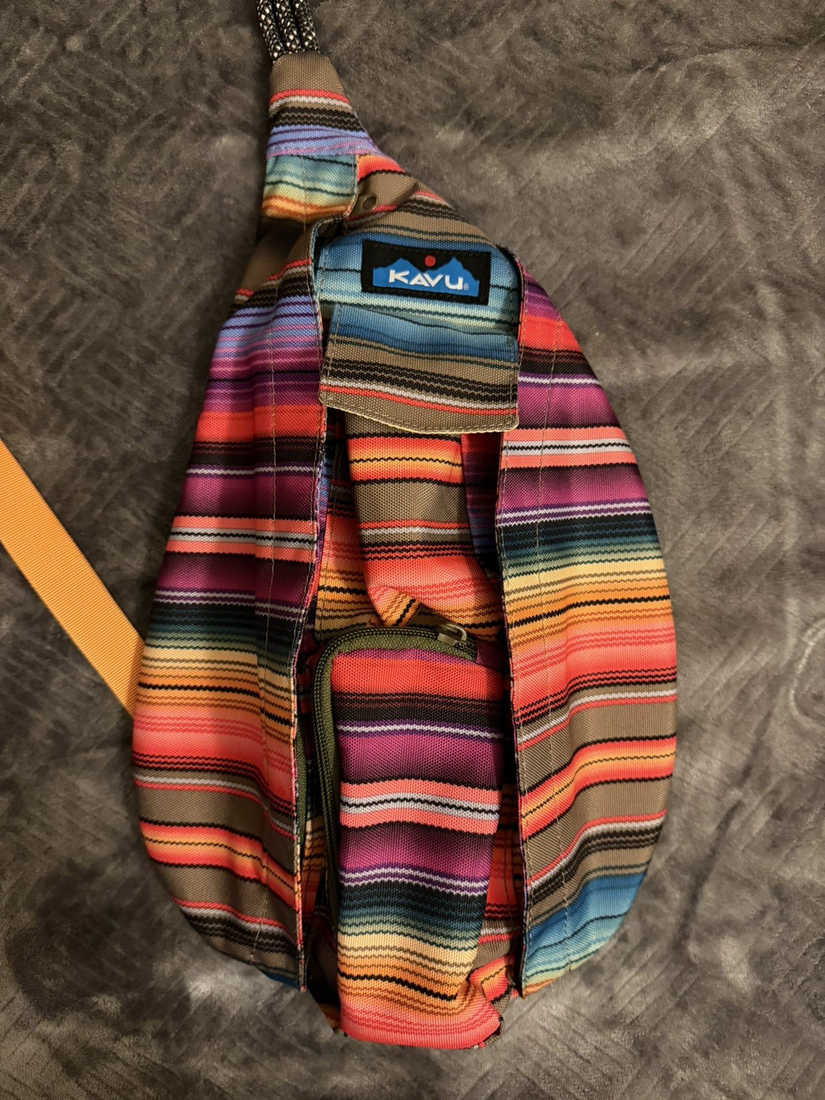 NWT KAVU Mini Rope SLING BAG Cotton Crossbody MULTICOLOR STRIPES Mexican Serape