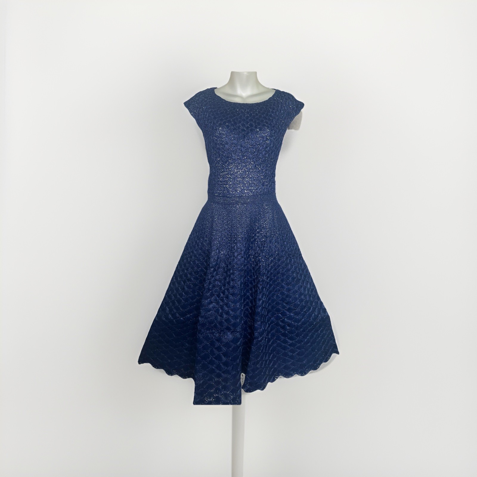 Vtg 50s crochet straw Raffia LUCY DRESS California Fair 1955 Blue Ribbon