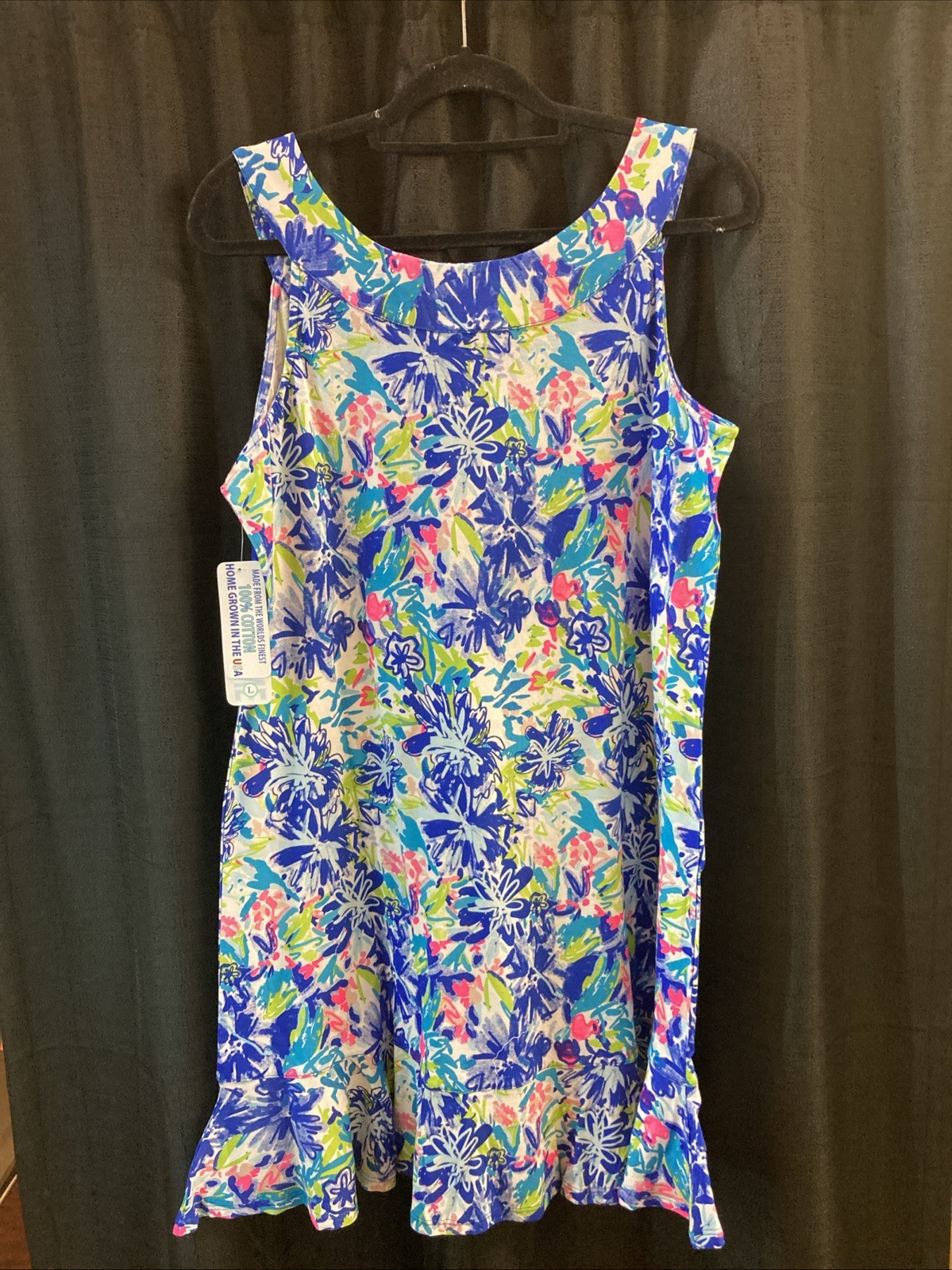 Beachtime By LULU B L Multicolor Flower Round-neck Sleeveless Cotton Dress