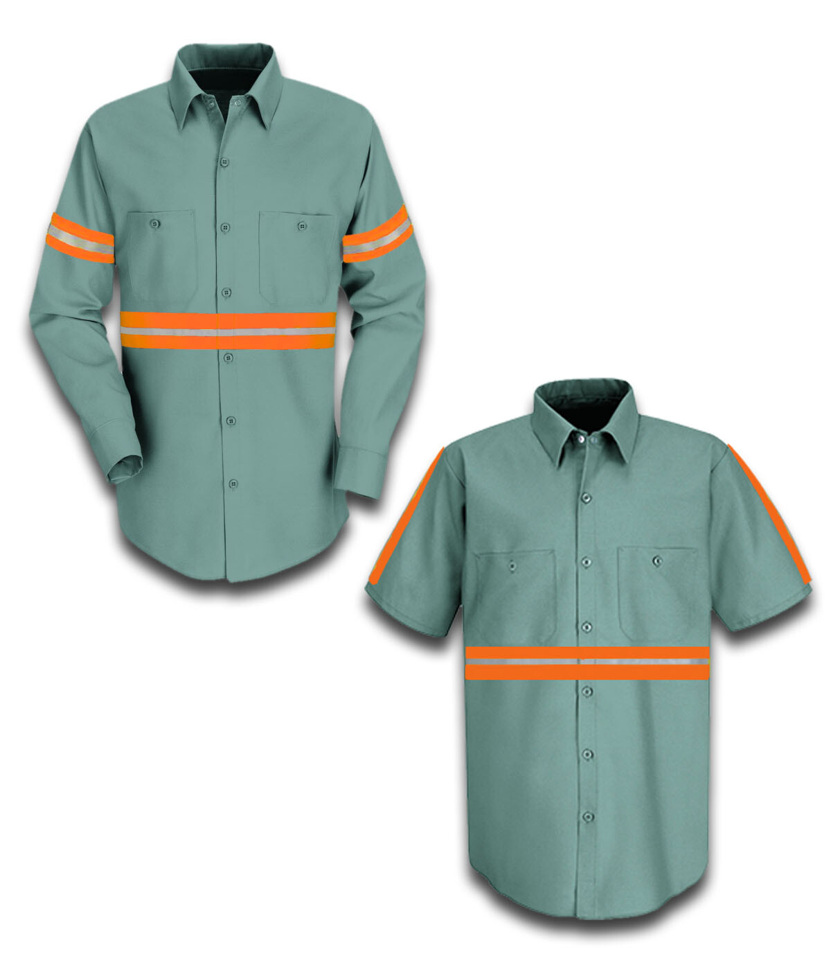 Enhanced Visibility Work Shirts Hi Vis Orange Reflective Industrial Work Uniform