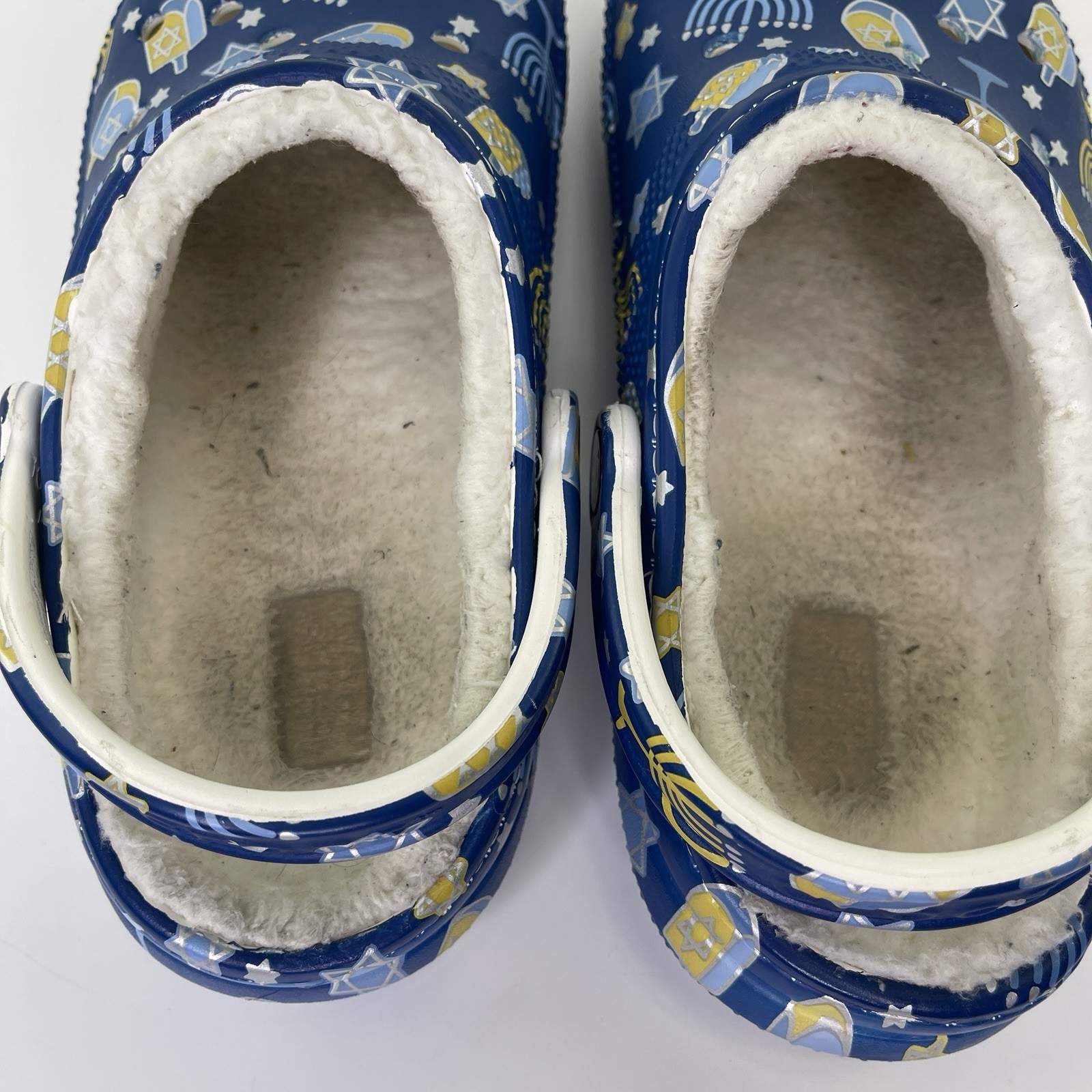 Crocs Classic Lined Holiday Clog Hanukkah Menorah Blue Star Sz Mens 6 Womens 8