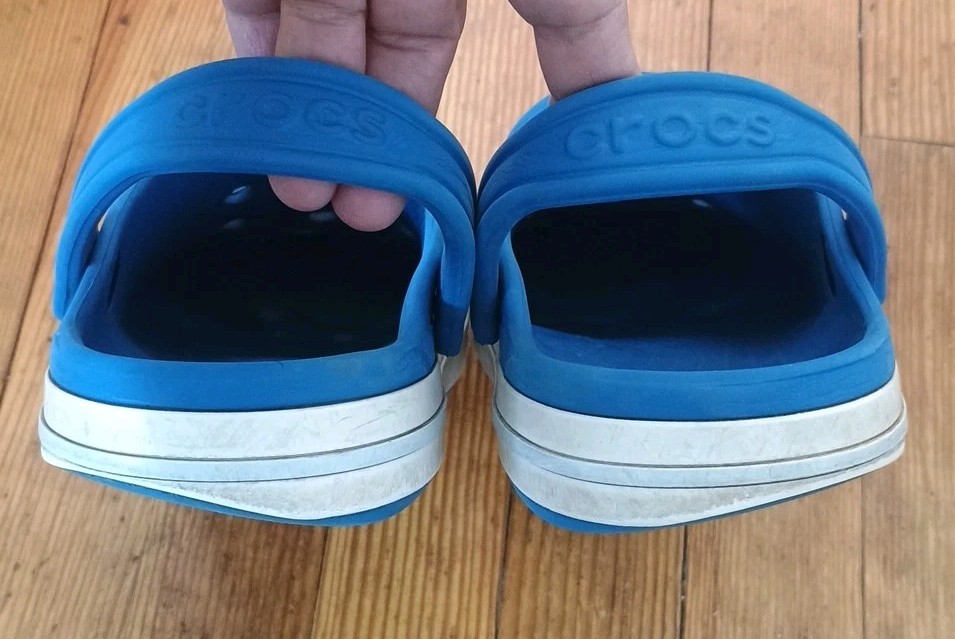 Crocs Bayaband clogs Mens Bright Blue White trim Logo sz 10 Womens 8 GUC Clean