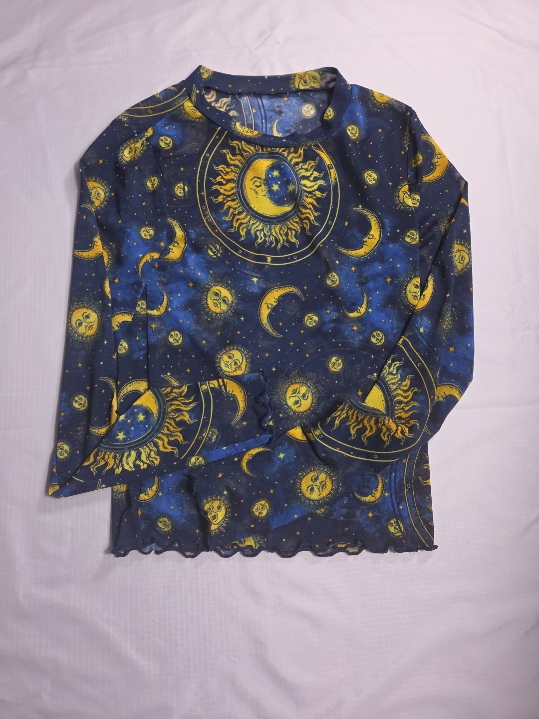 Sun Moon Celestial mesh top, Long Sleeved Size XS/SM